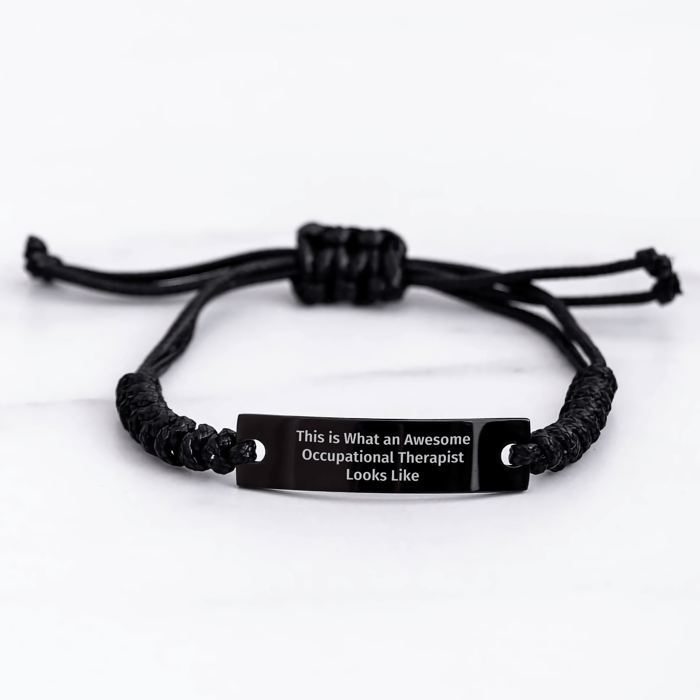 Funny Occupational Therapist Gifts for Men, Inspirational Rope Bracelet from Family, Black Stainless Steel with Interlaced Rope, Gift for Awesome Occupational Therapist - The Buy Boom