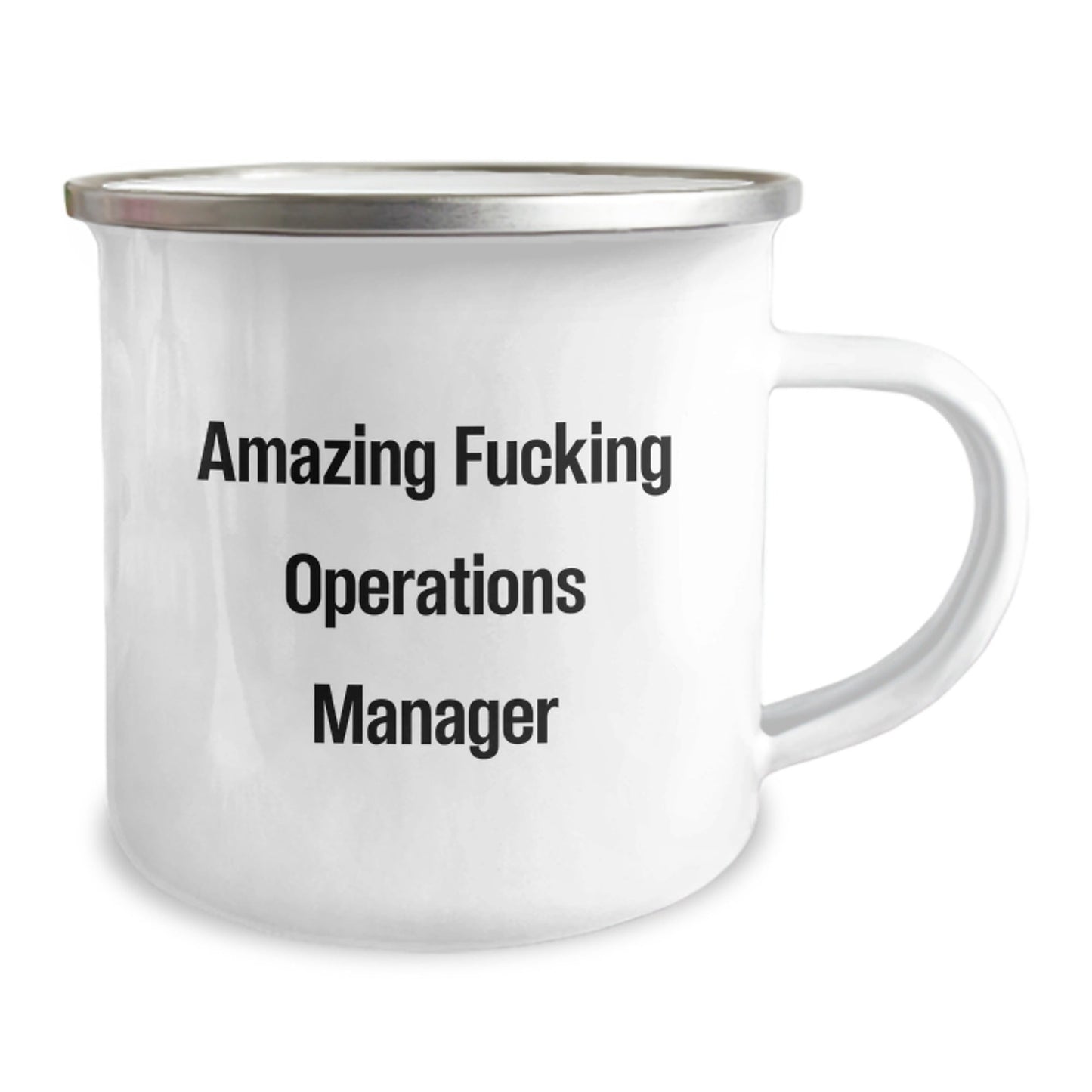 Funny Operations Manager Gifts for Men, Christmas Unique Presents from Friends to Family - 'Amazing F - king Operations Manager' Camping Mug, 12 oz Stainless Steel with Enamel Finish - The Buy Boom