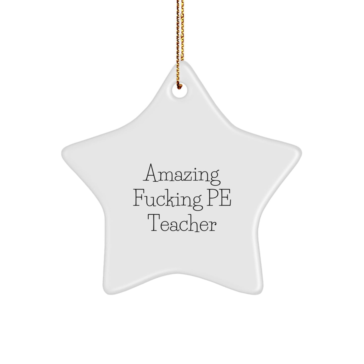 Funny PE Teacher Star Ornament Gifts from Friends, Christmas Unique Gifts for PE Teacher, White Star Shaped Decoration - The Buy Boom