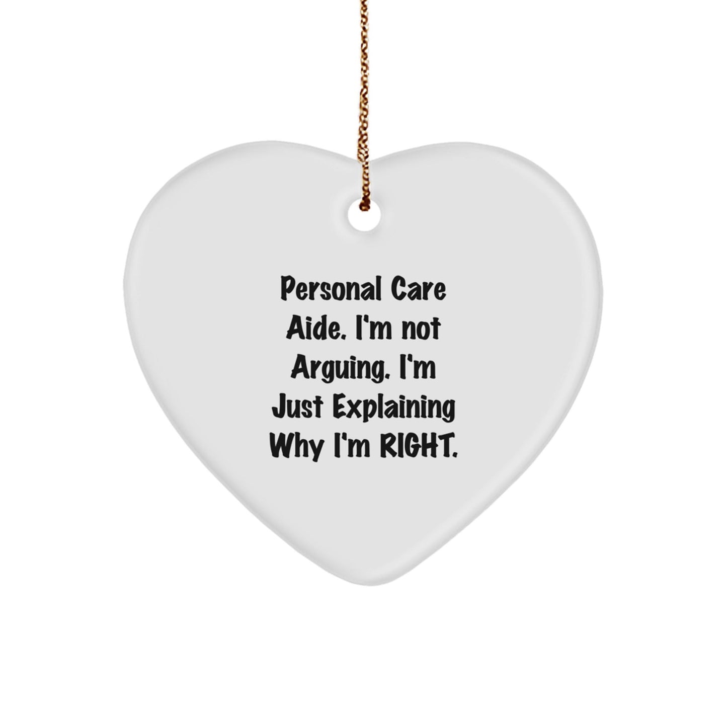 Funny Personal Care Aide Gifts from Friends and Family, Heart Ornament for Christmas Unique Gifts for Women and Men, Personal Care Aide Explaining Why I'm Right - The Buy Boom