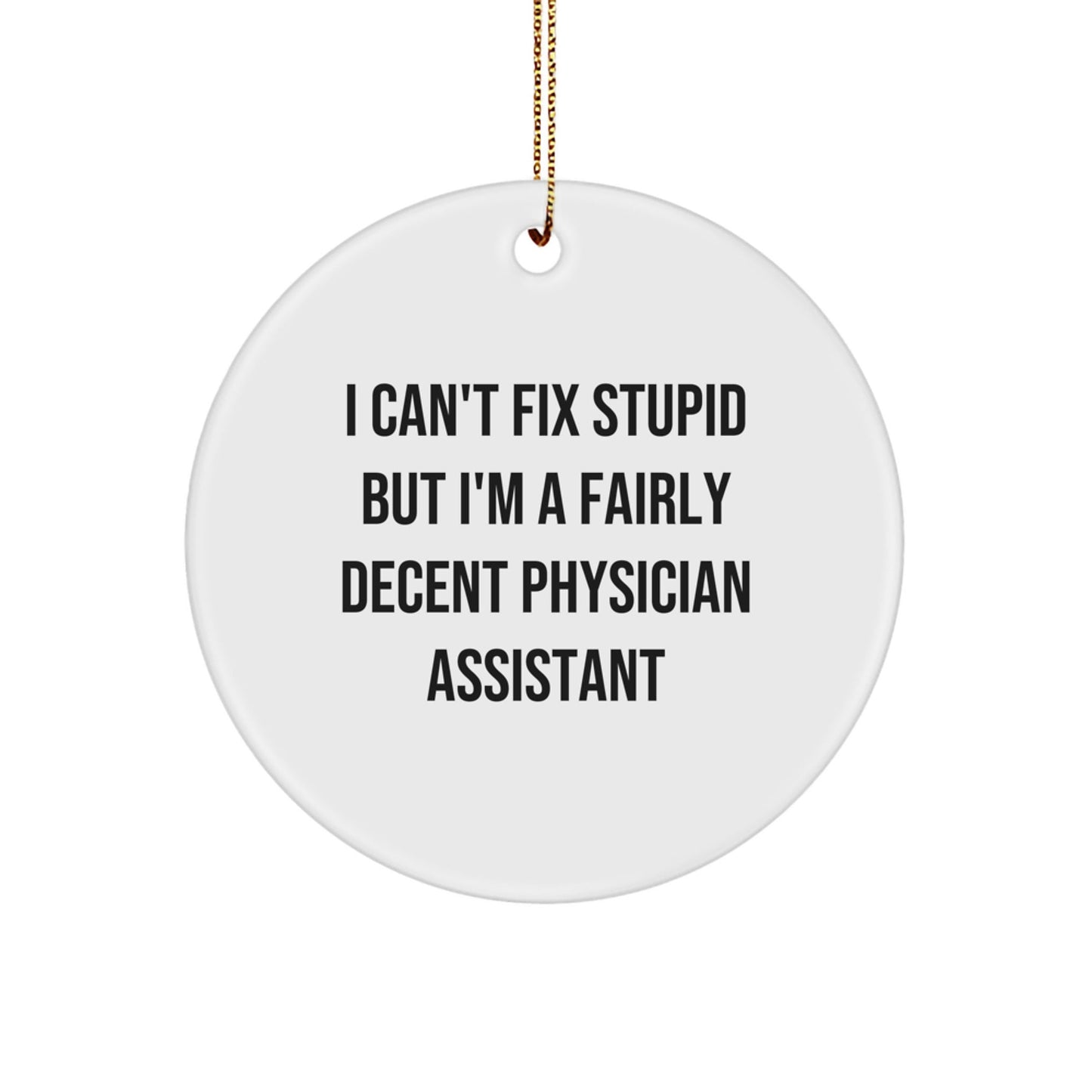 Funny Physician Assistant Christmas Unique Gifts for Men Women Friends Coworkers Family - I 'Can't Fix Stupid' Circle Ornament - Gifts from Physician Assistant - The Buy Boom