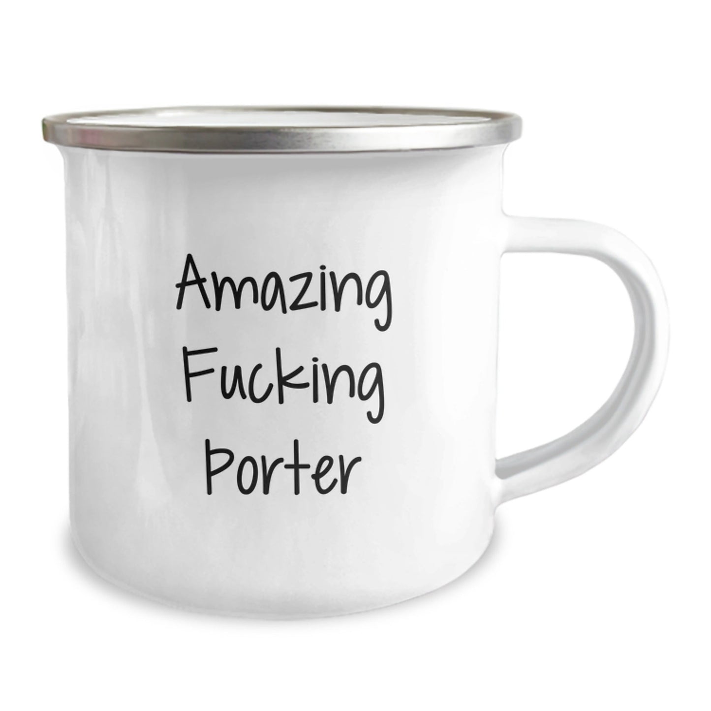 Funny Porter Gifts from Friends for Graduation Unique Camping Mug, Amazing Quote Inside, 12 oz Stainless Steel with Enamel Finish - The Buy Boom
