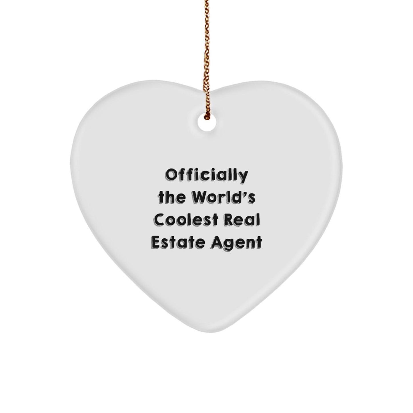 Funny Real Estate Agent Gifts from Men - 'Officially The World's Coolest Real Estate Agent' Heart Ornament for Christmas Unique Gifts - The Buy Boom