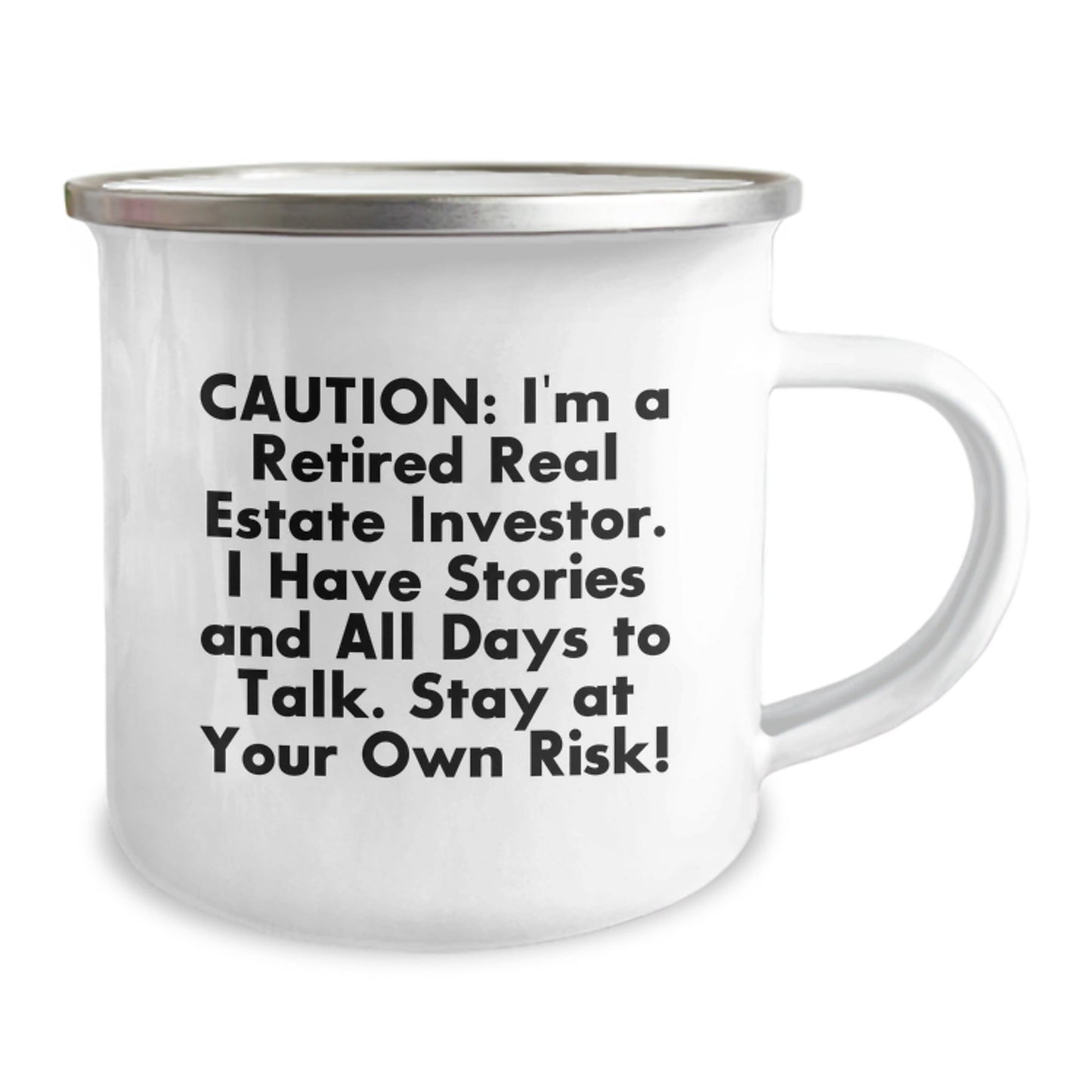 Funny Real Estate Investor Gift, 'Caution: I'm A Retired Real Estate Investor...' Camping Mug for Men, Real Estate Investor Graduation Unique Gifts from Friends and Family - The Buy Boom