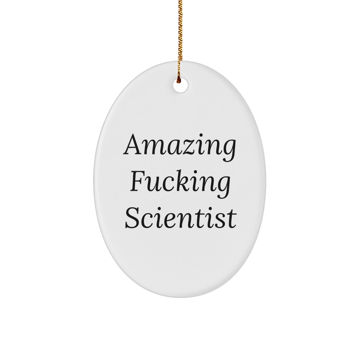 Funny Scientist Gift for Him, Oval Ornament Christmas Unique Gifts from Friends, Amazing F - king Scientist Quote - The Buy Boom