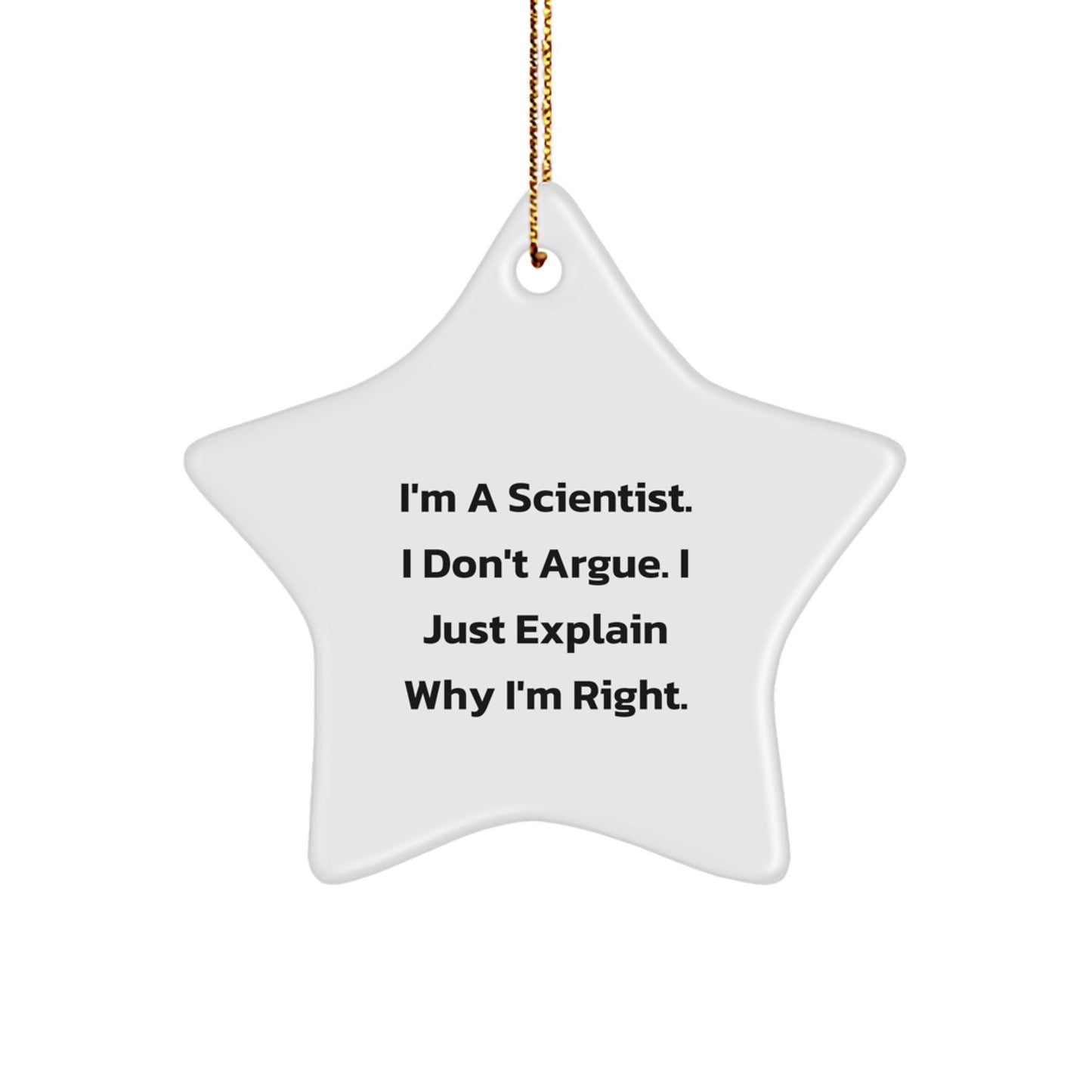 Funny Scientist Gifts for Men - Star Ornament with Gold Cord for Christmas Unique Presents from Friends and Family - The Buy Boom