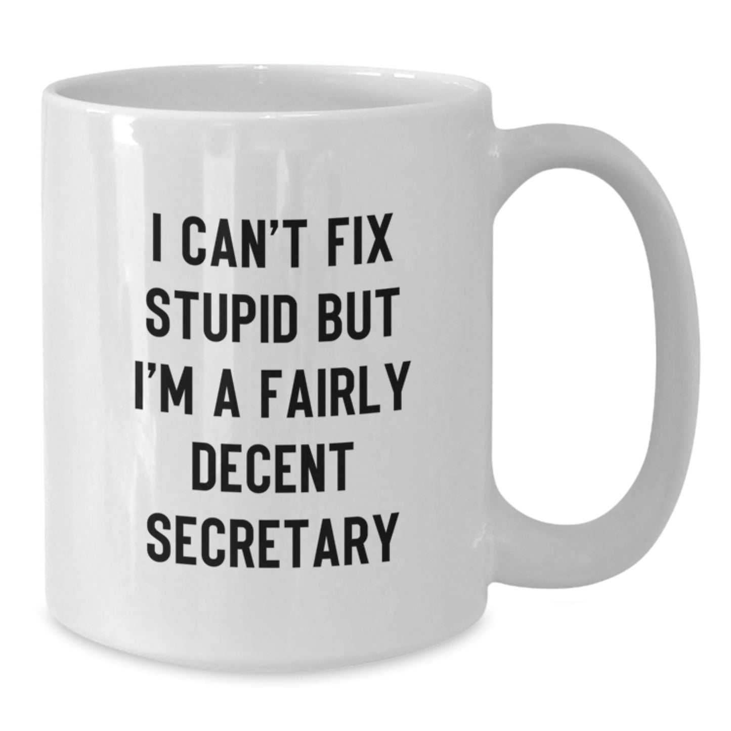 Funny Secretary Christmas Unique Gifts from Friends, White Coffee Mug for Secretary - I Can't Fix Stupid But I'm A Fairly Decent Secretary, Office Secretary Mug - The Buy Boom