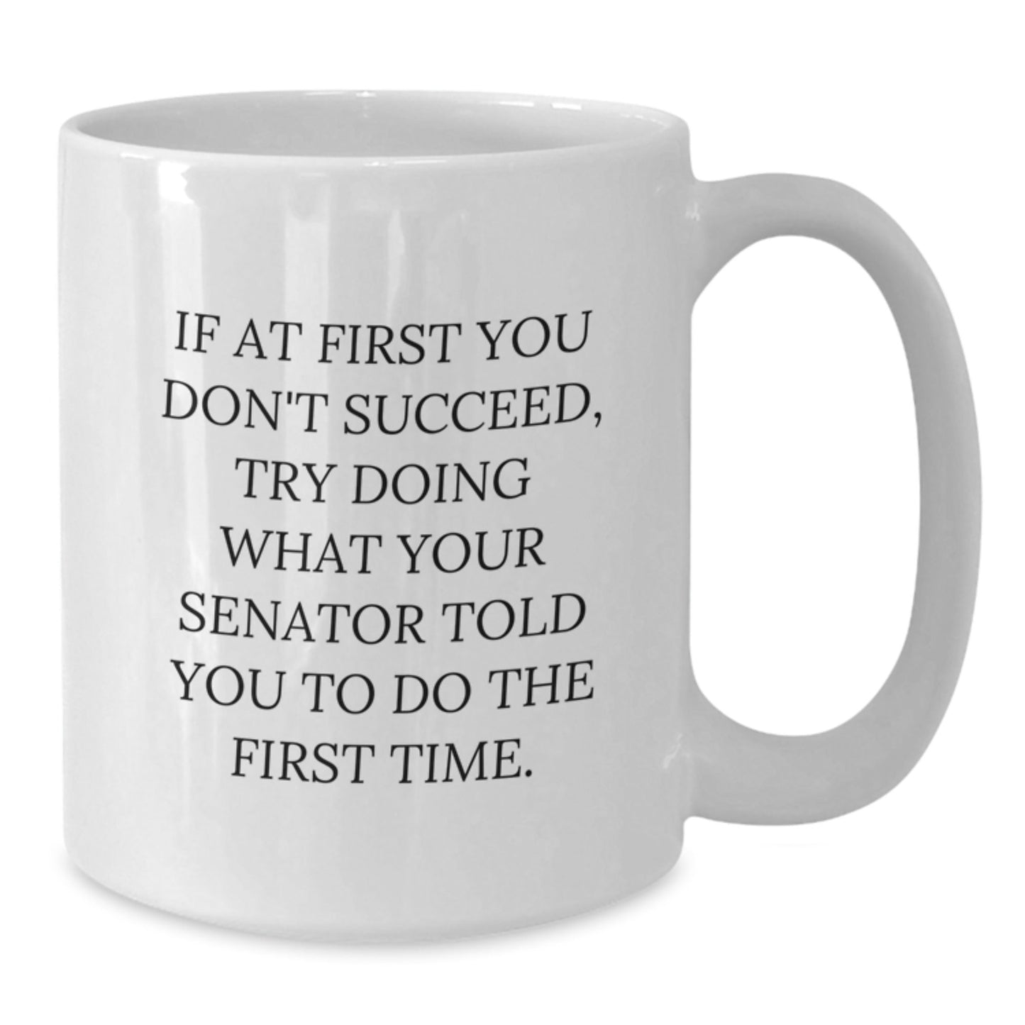 Funny Senator Gifts for Graduation - White Coffee Mug, 'If At First You Don't Succeed, Try Doing What Your Senator Told You To Do The First Time.' - The Buy Boom