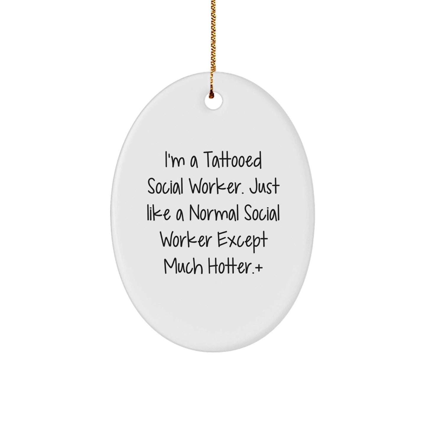 Funny Social Worker Gifts from Men - Oval Ornament for Christmas Unique Presents, Inspirational Quote for Social Worker Friends and Coworkers - The Buy Boom