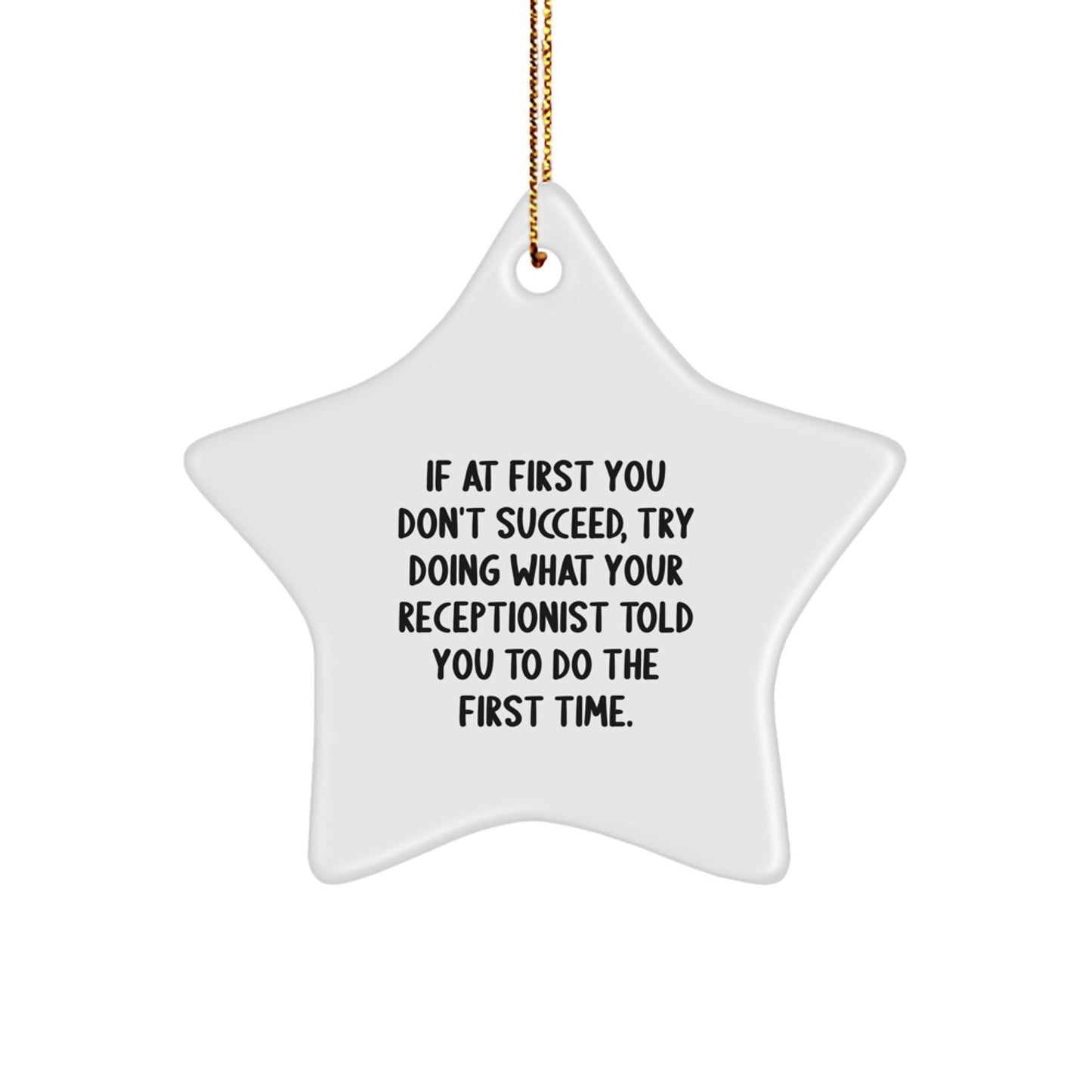 Funny Star Ornament Gifts from Coworkers to Receptionist, 'If At First You Don't Succeed, Try Doing What Your Receptionist Told You To Do The First Time.', Christmas Unique Gifts - The Buy Boom