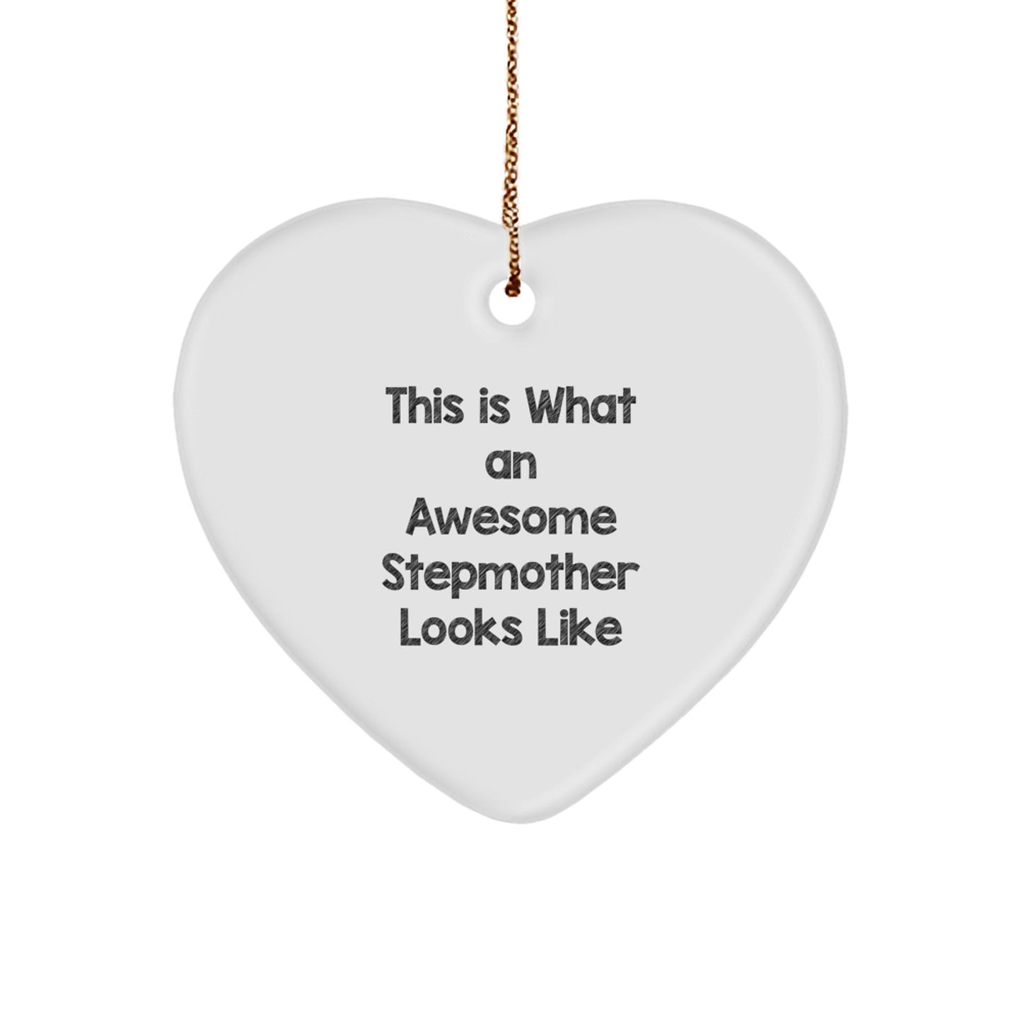Funny Stepmother Gifts from Men, Unique Heart Ornament with 'This Is What An Awesome Stepmother Looks Like' Quote, Christmas Unique Gifts for Stepmothers, Women, Friends, and Family - The Buy Boom