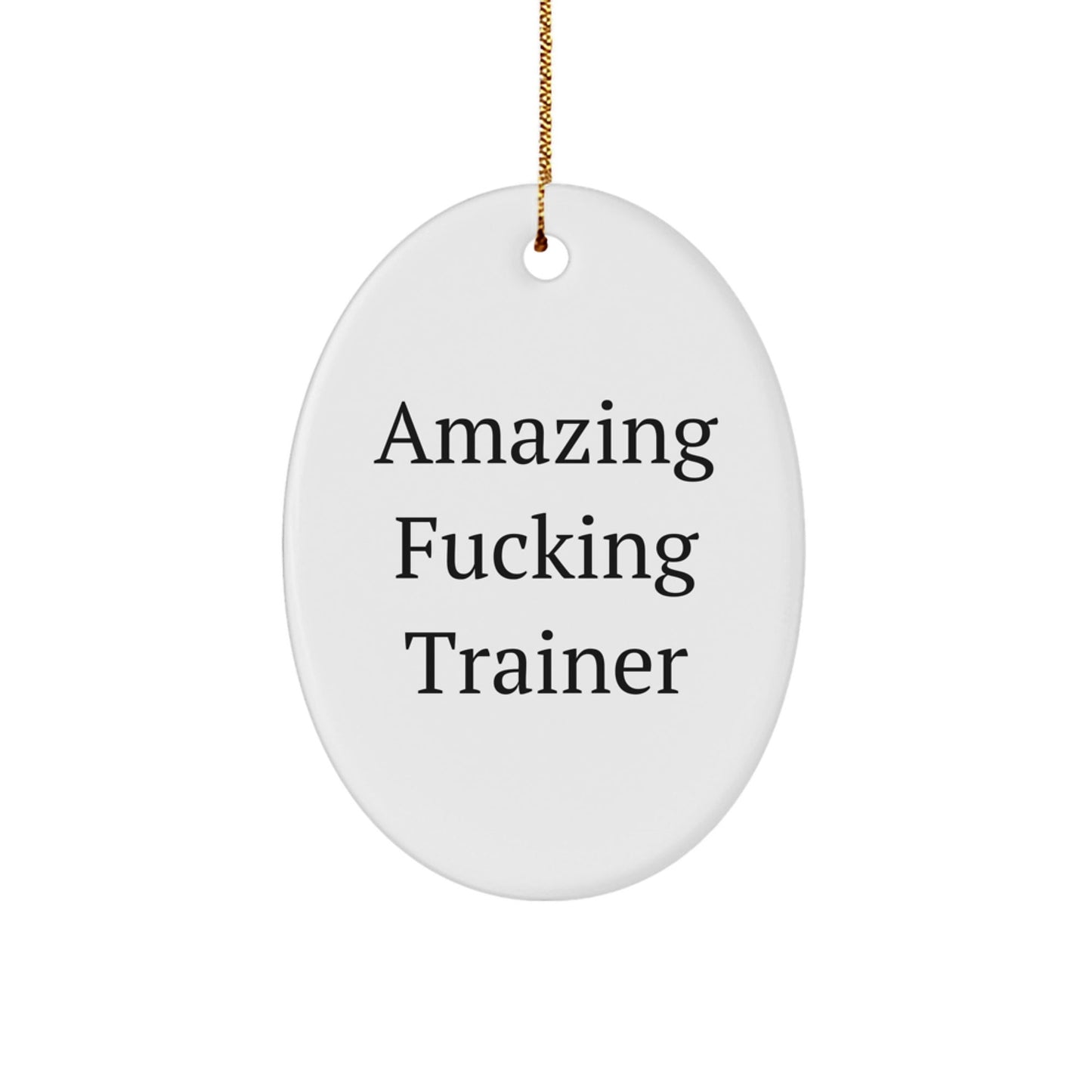 Funny Trainer Gifts for Men Christmas Oval Ornament, Gifts from Friends for the Amazing 'F - king Trainer' Enthusiast, Trainer Oval Decoration, Oval Ornament for Christmas, Trainer Lover Gift - The Buy Boom