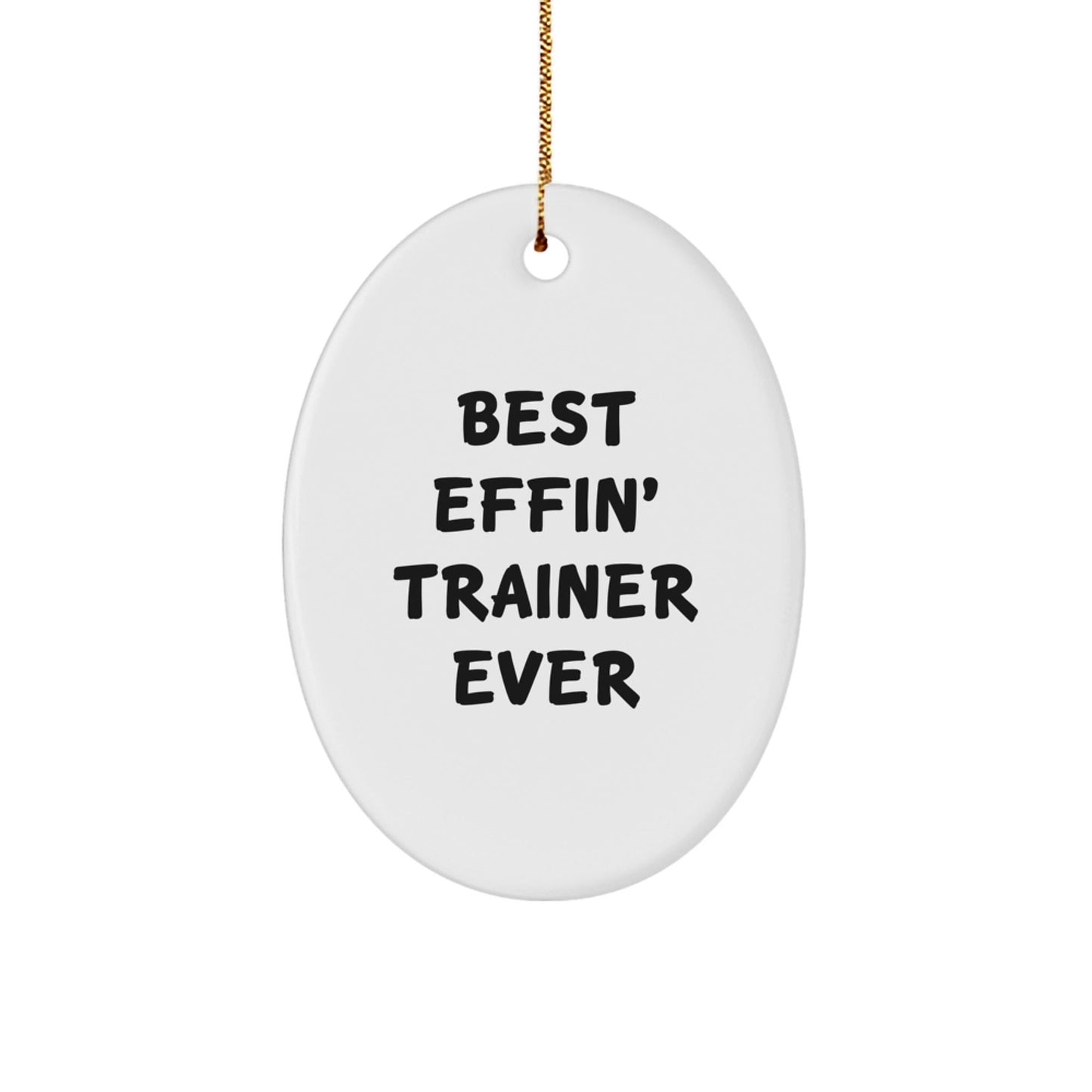 Funny Trainer Oval Ornament Gifts from Friends, Unique Christmas Unique Gifts for Men, Oval Trainer Shaped Decorations with Best Effin' Trainer Ever Quote - The Buy Boom