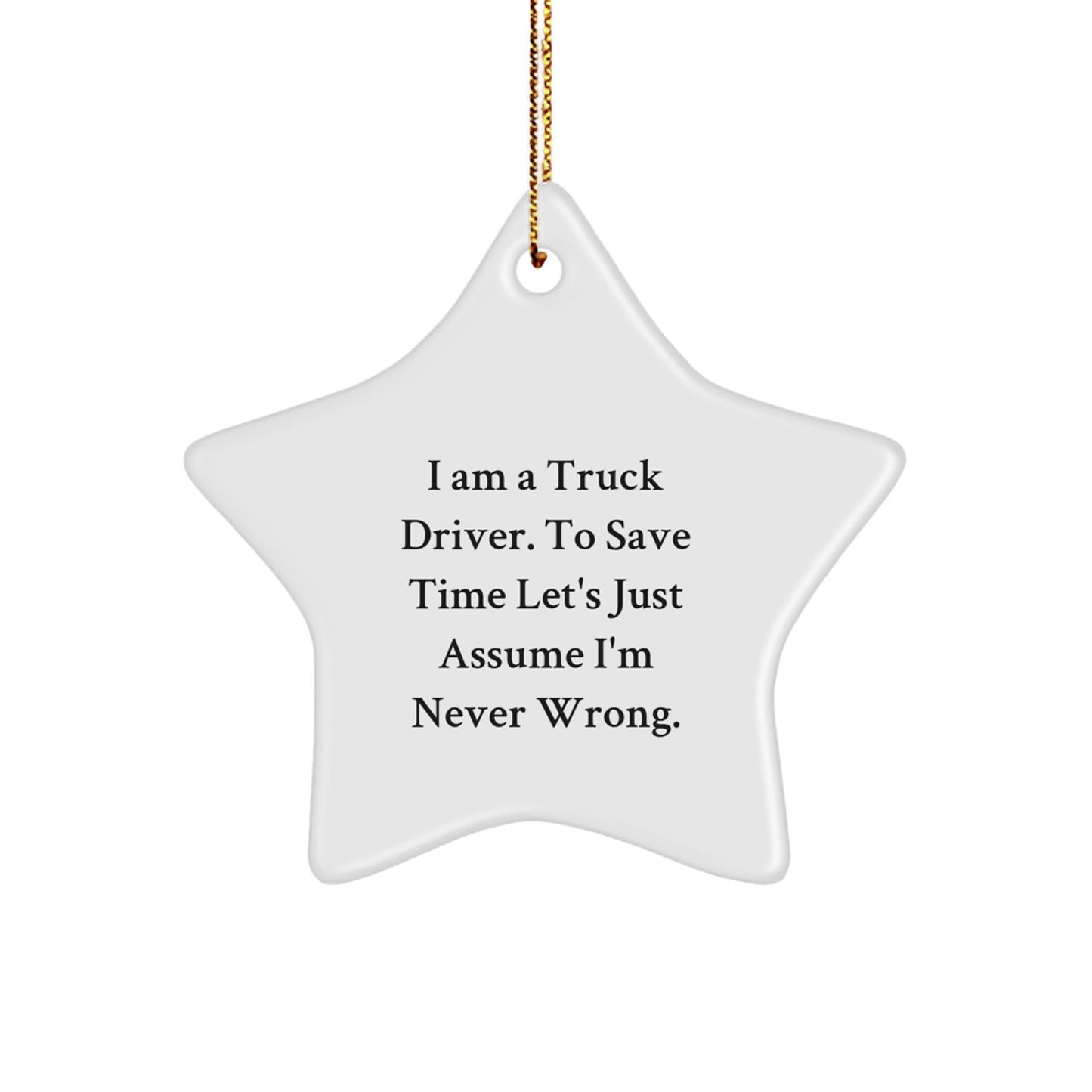 Funny Truck Driver Star Ornament Gifts from Friends for Men, Unique Christmas Decorations, White Star Shaped MDF, Sublimation Printing, High Gloss Finish, Easy Hanging - The Buy Boom
