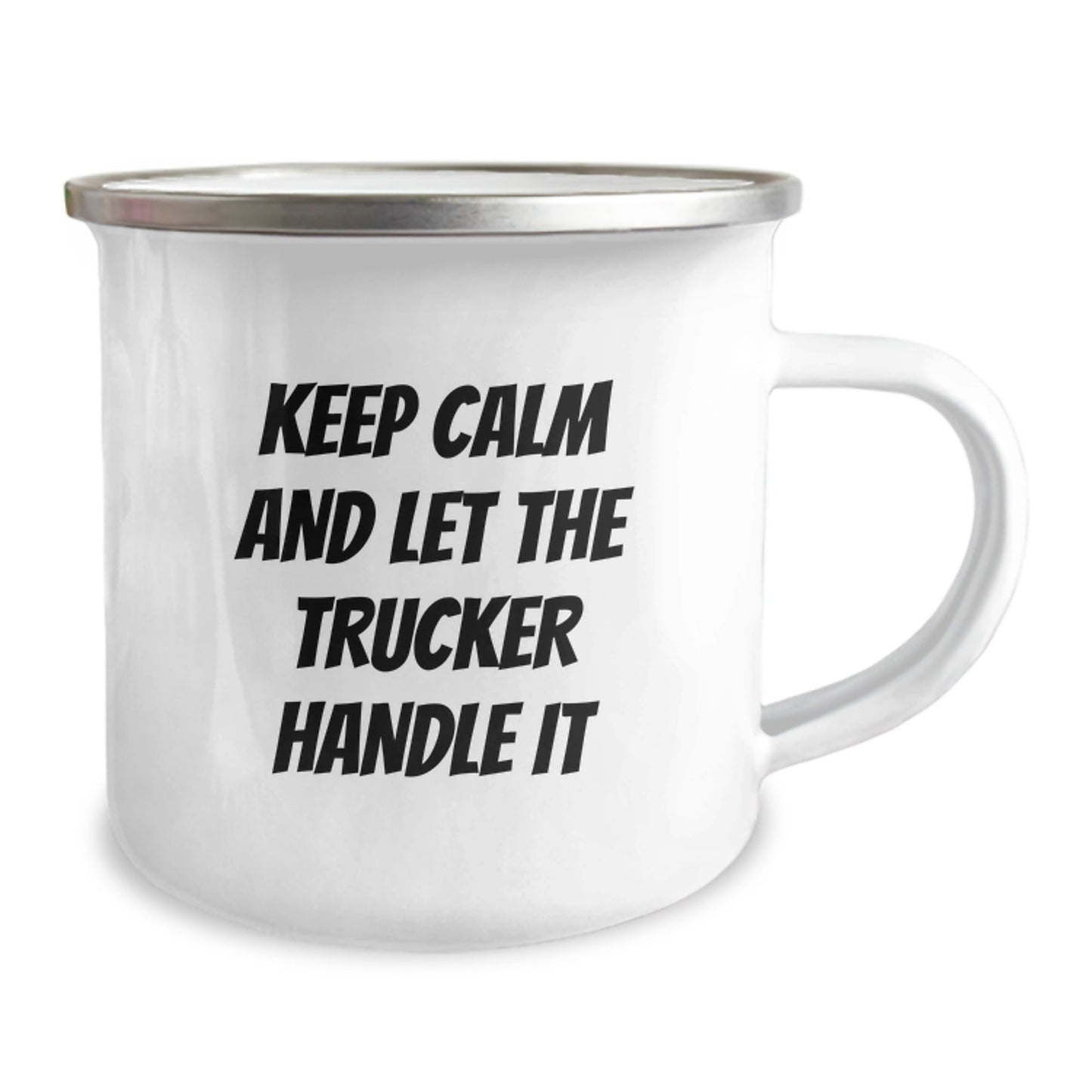 Funny Trucker Gifts from Men, Unique Birthday Unique Gifts for Trucker Friends, Camping Mug with 'Keep Calm And Let The Trucker Handle It' Quote, 12 oz Stainless Steel - The Buy Boom