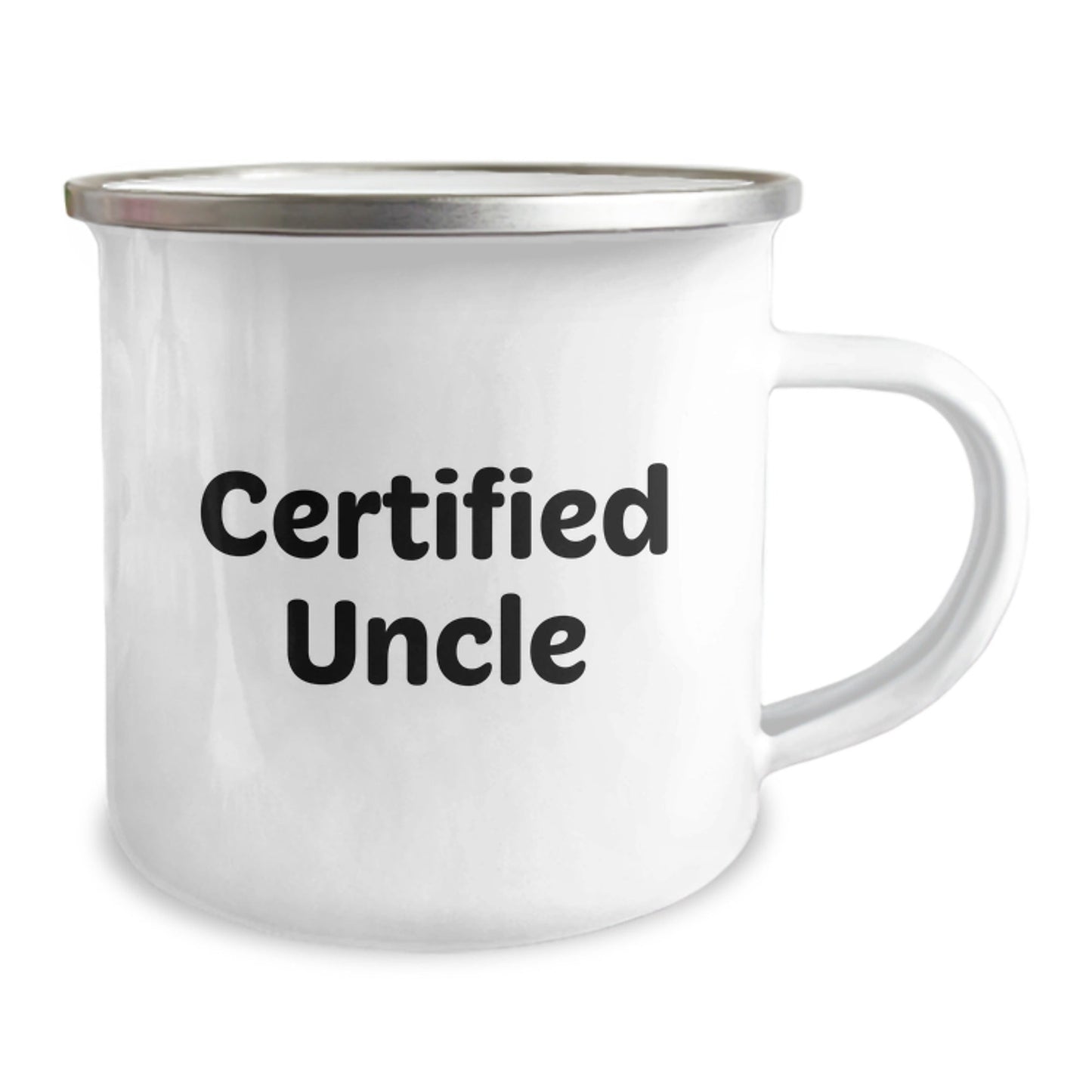 Funny Uncle Camping Mug Gifts from Men to Uncle on Graduation - 'Certified Uncle' Quote, 12 oz Stainless Steel with Enamel Finish - The Buy Boom