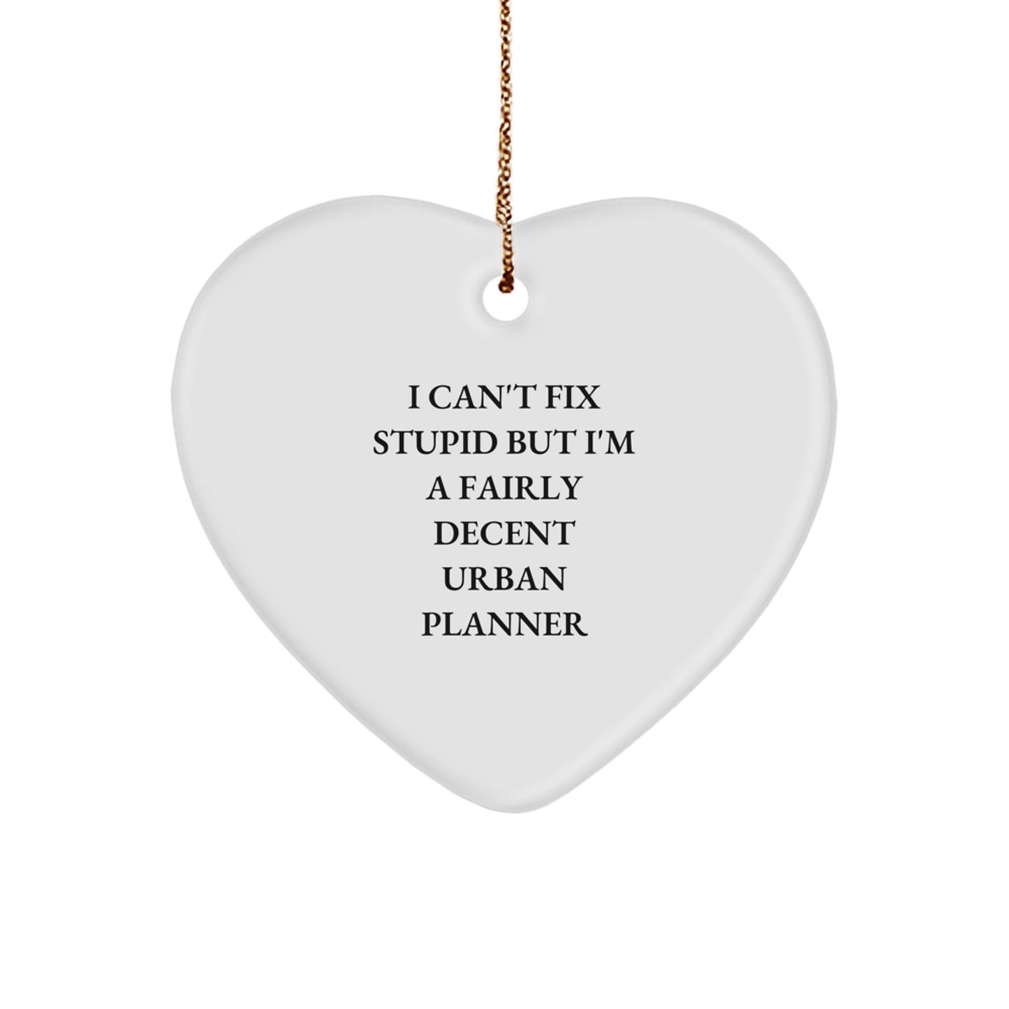 Funny Urban Planner Gifts for Women, Heart Ornament 'I Can't Fix Stupid But I'm A Fairly Decent Urban Planner', Christmas Unique Gifts from Friends - The Buy Boom