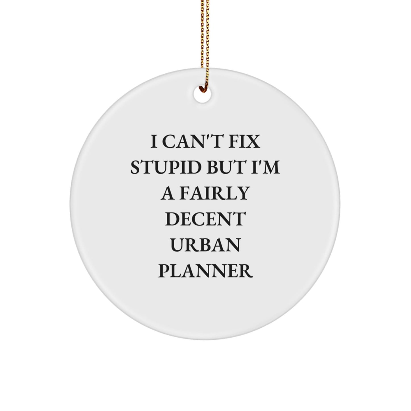 Funny Urban Planner Gifts from Friends for Christmas - I Can't Fix Stupid But I'm A Fairly Decent Urban Planner Circle Ornament - The Buy Boom