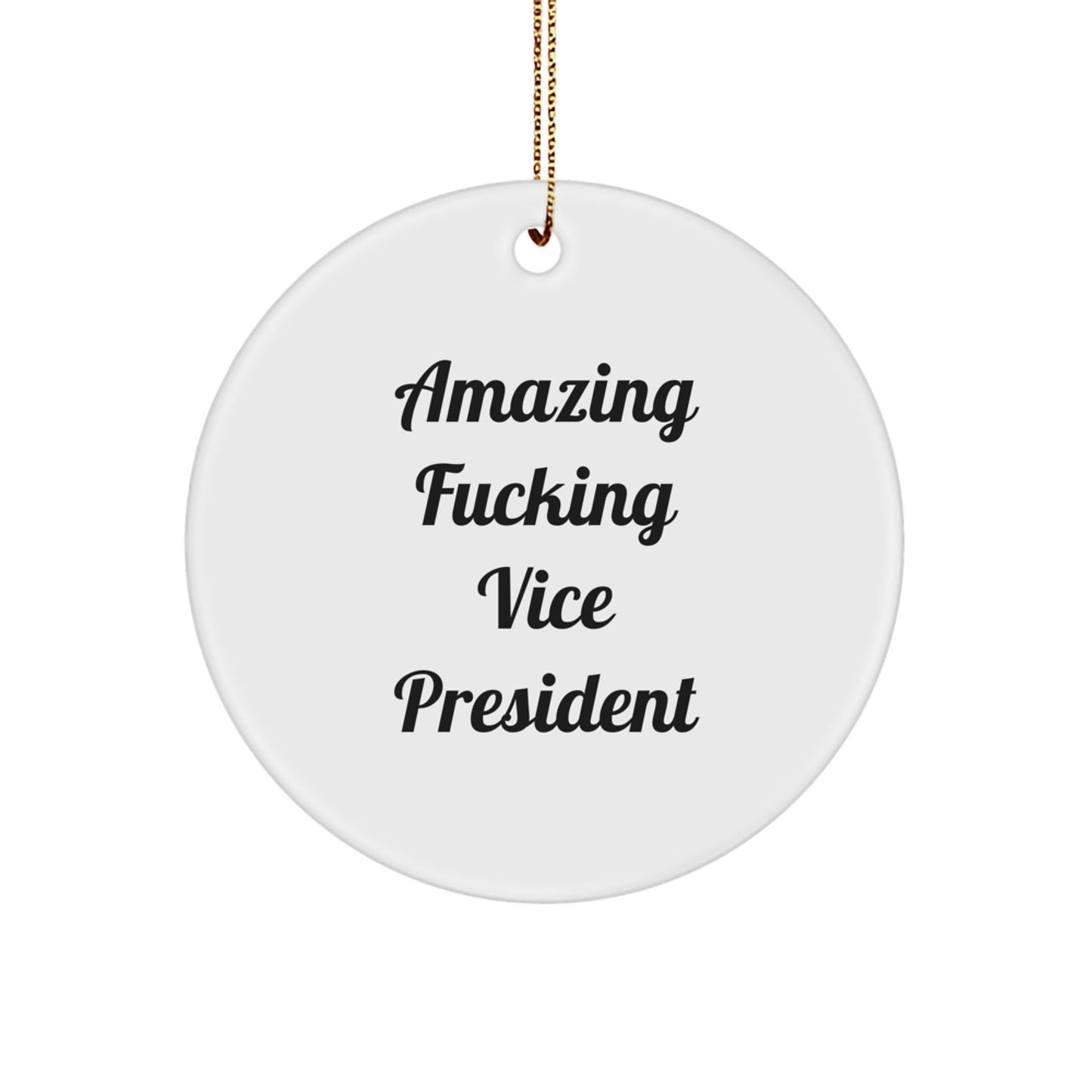 Funny Vice President Gifts from Friends, 'Amazing F - king Vice President' Circle Ornament for Christmas - The Buy Boom