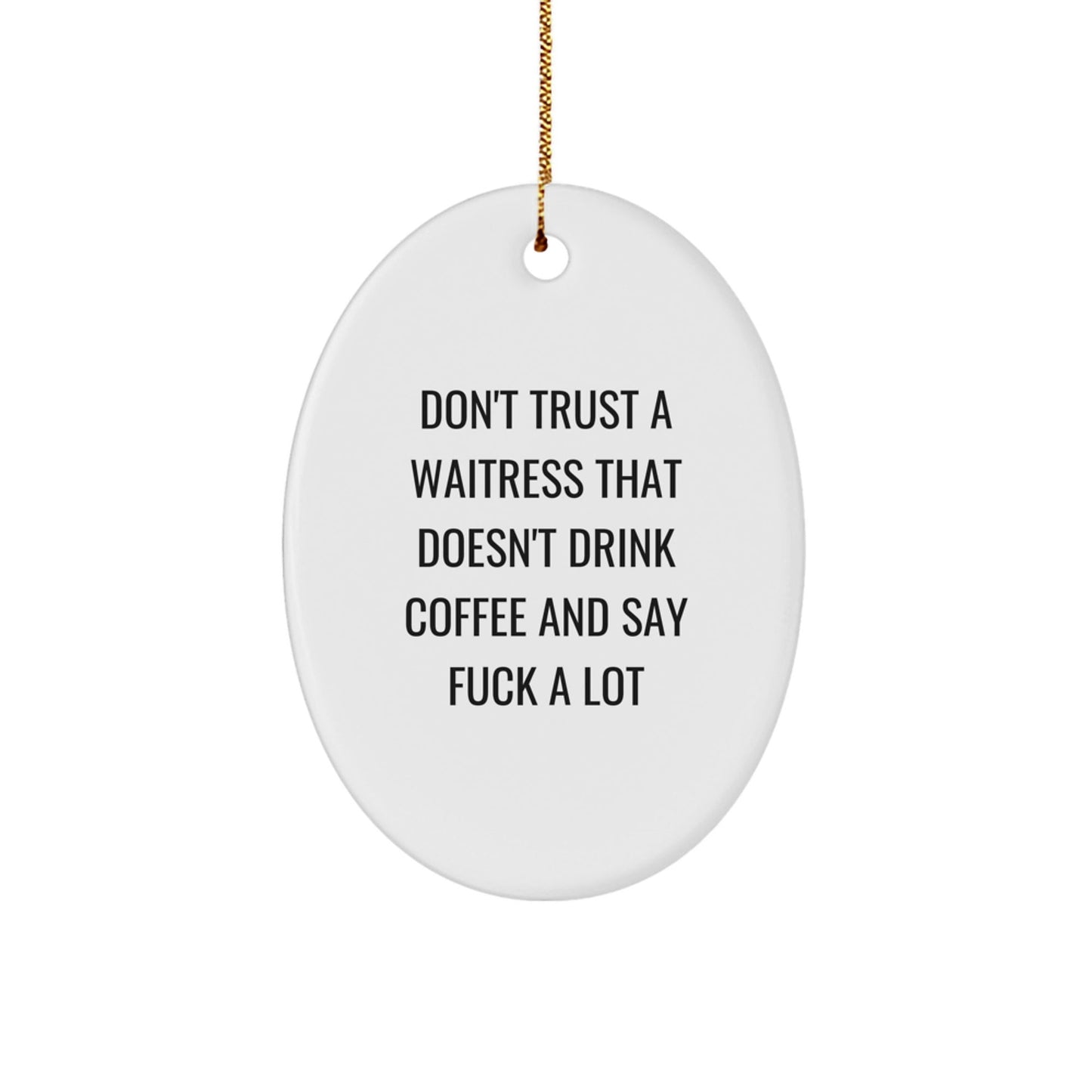 Funny Waitress Quote Oval Ornament, Gifts from Friends for Waitress, Unique Christmas Unique Gifts for Waitress, Oval Decorations - The Buy Boom