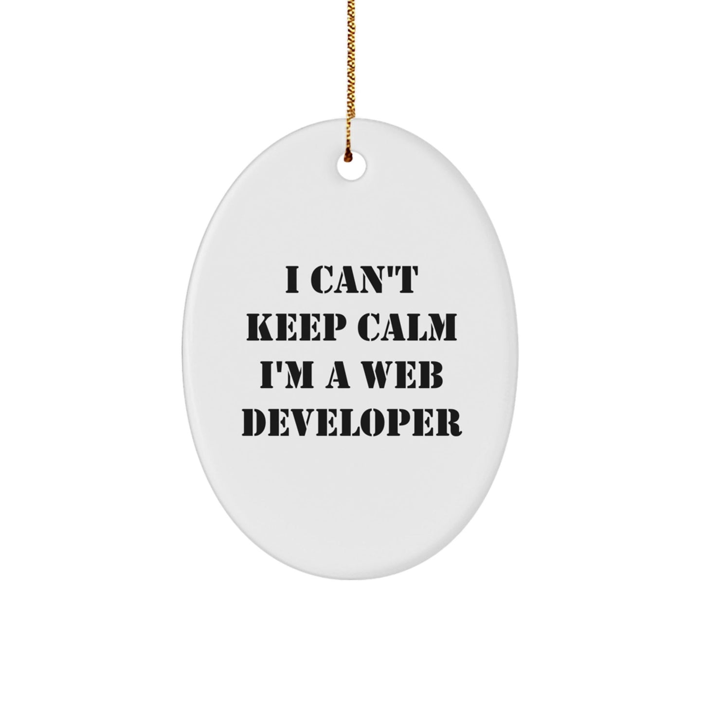 Funny Web Developer Gifts from Friends - I Can't Keep Calm Oval Ornament, Christmas Unique Presents for Web Developers, Friends, or Family - The Buy Boom