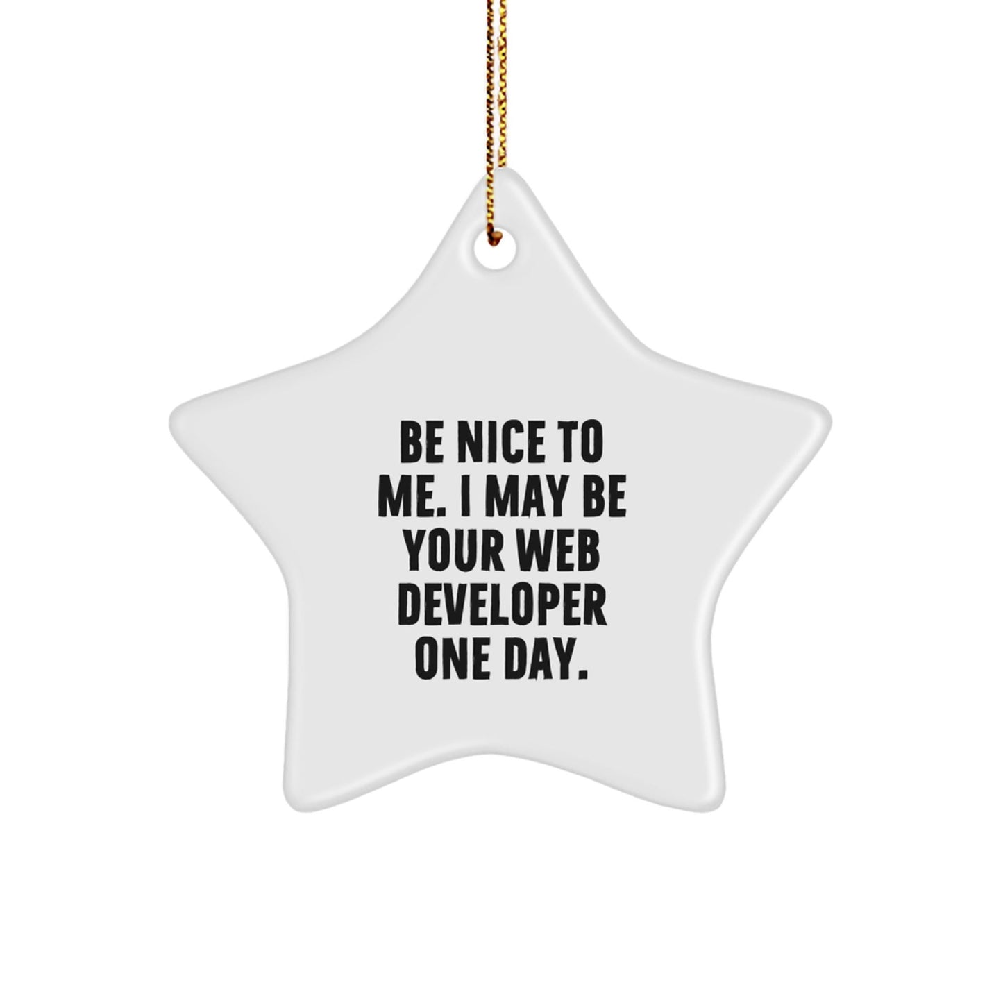 Funny Web Developer Star Ornament, Gifts from Friends to Coworkers, 'Be Nice To Me. I May Be Your Web Developer One Day.' for Christmas - The Buy Boom