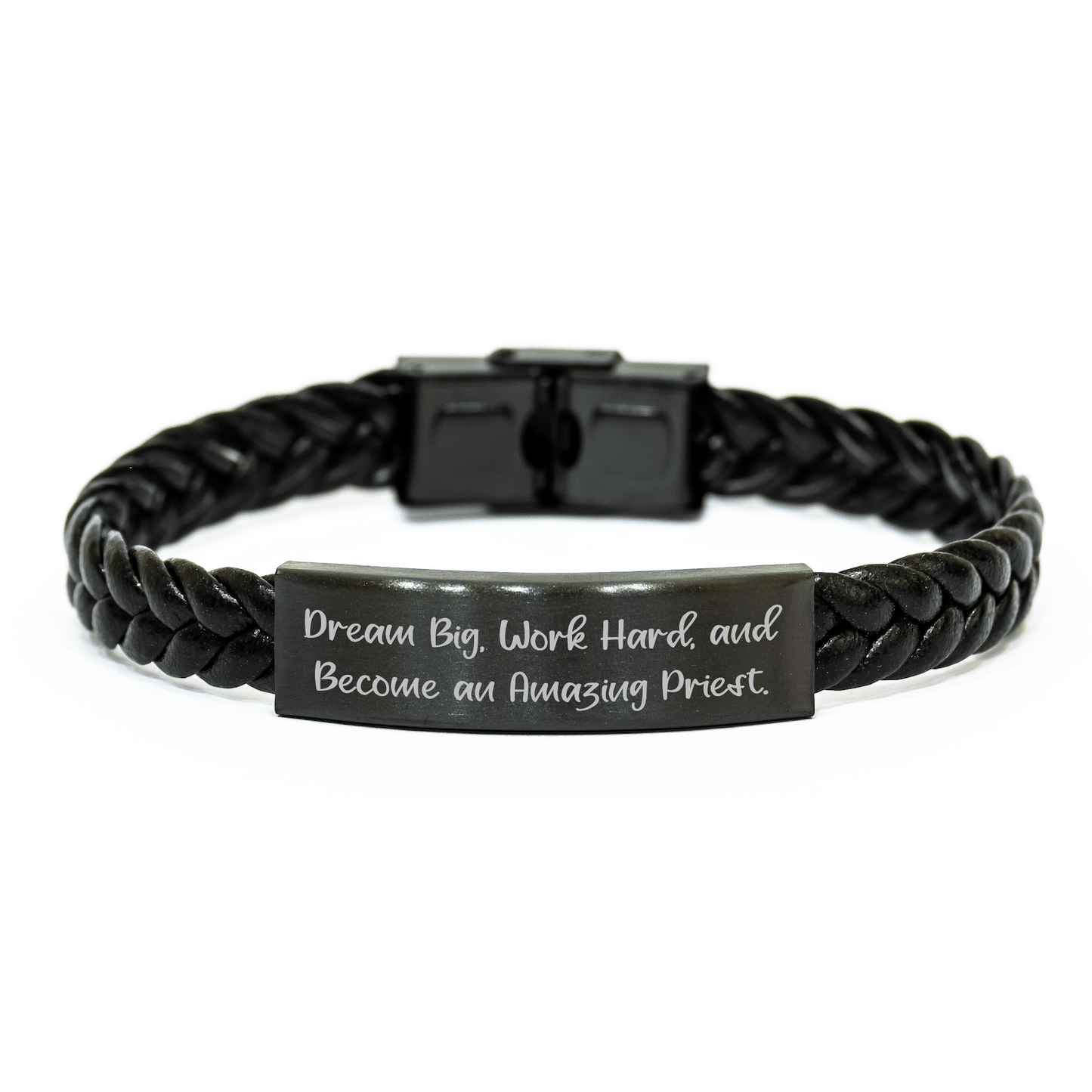 Inspirational Priest Gifts from Friends to Become an Amazing Priest, Interlaced Leather Bracelet for Men, Graduation Unique Gifts - The Buy Boom