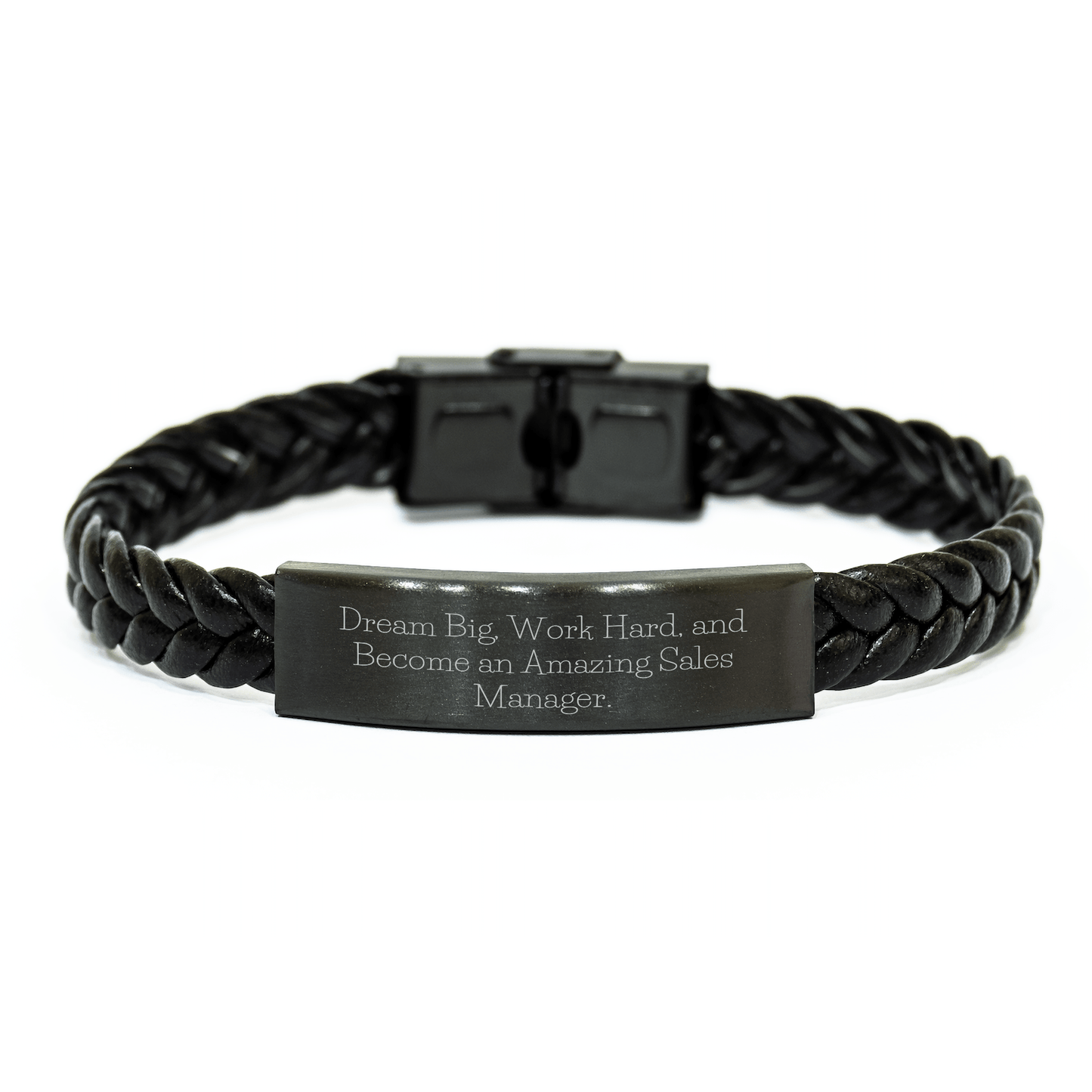Inspirational Sales Manager Gifts from Friends, Men, or Family - Interlaced Leather Bracelet for Graduation Success with 'Dream Big, Work Hard' - The Buy Boom