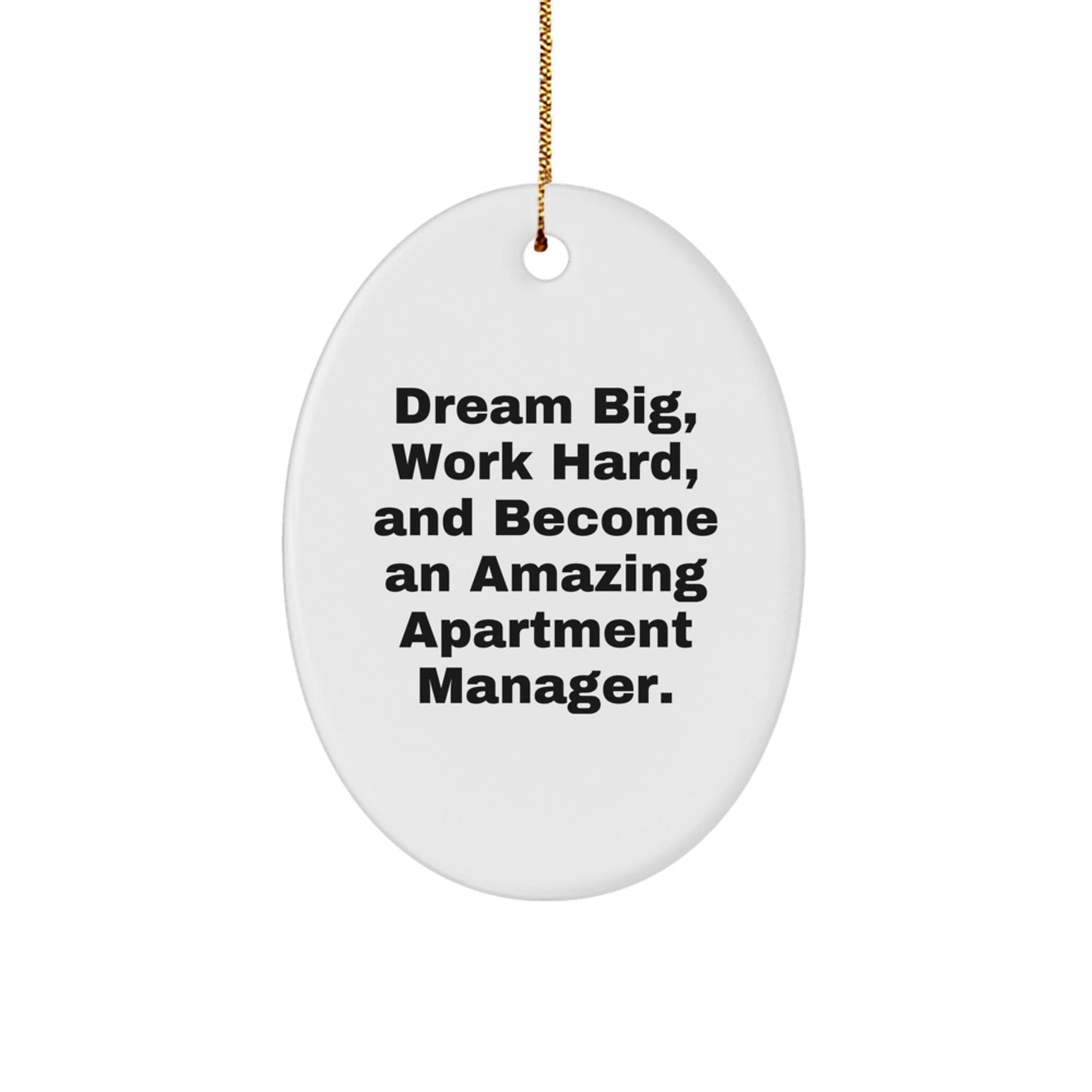 Inspiring Apartment Manager Gifts for Men or Women, Oval Ornament, Dream Big, Work Hard, Christmas Unique Present - The Buy Boom
