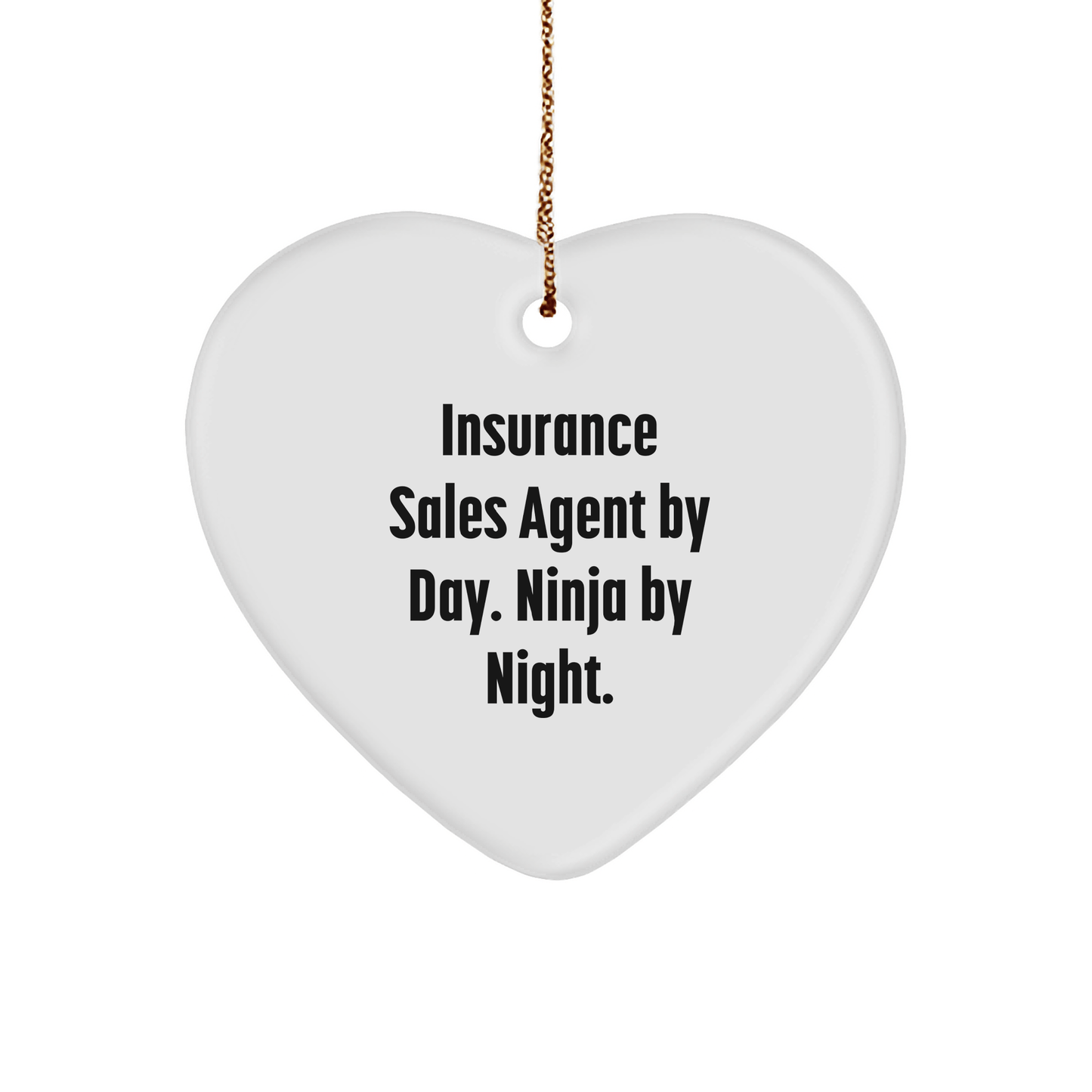 Insurance Sales Agent Gifts, Funny Heart Ornament for Christmas - 'Insurance Sales Agent By Day. Ninja By Night.', Gifts from Friends, Coworkers, or Family - The Buy Boom