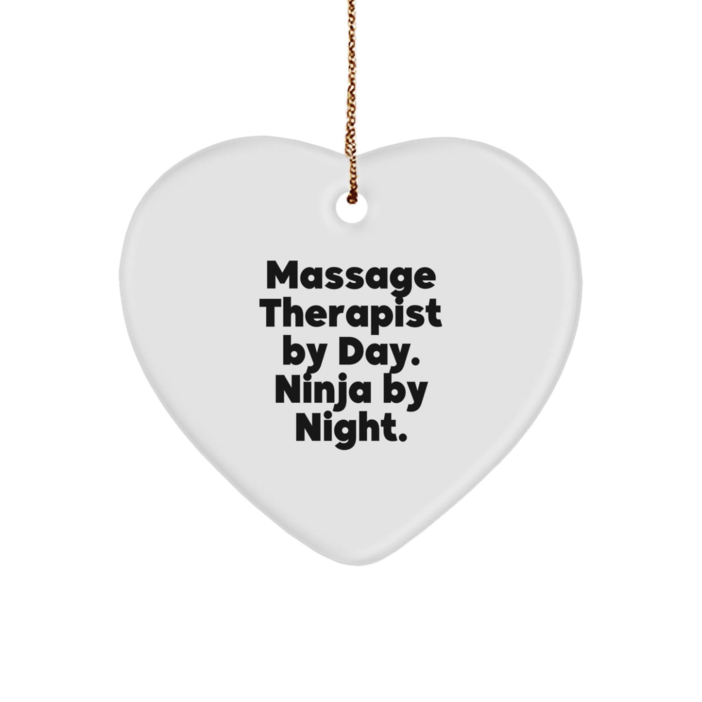 Massage Therapist Gifts from Friends - Funny Heart Ornament with 'Massage Therapist By Day. Ninja By Night.' Quote, Christmas Unique Gifts - The Buy Boom