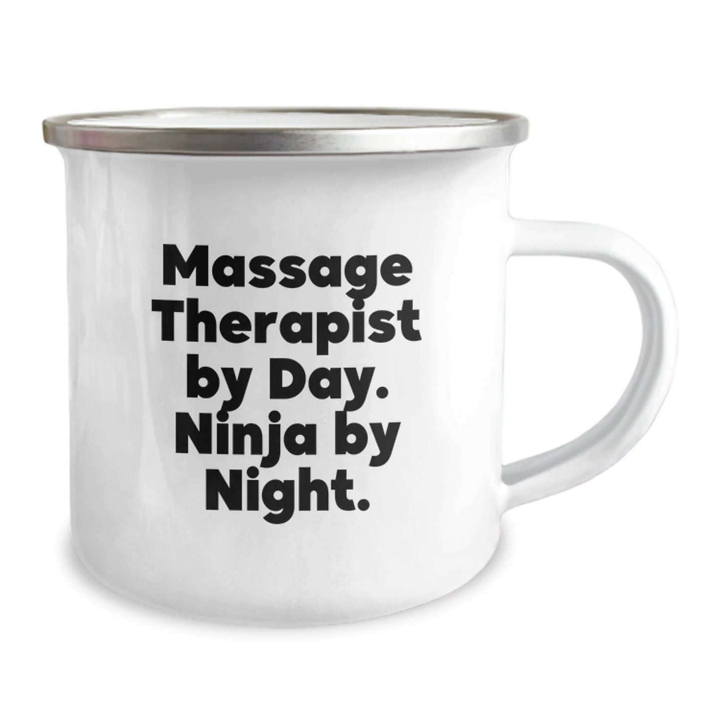Massage Therapist Gifts from Friends, Unique Camping Mug for Graduation, 'Massage Therapist By Day. Ninja By Night.' Funny Quote, 12 oz Stainless Steel with Enamel Finish, Gifts for Massage Therapist - The Buy Boom