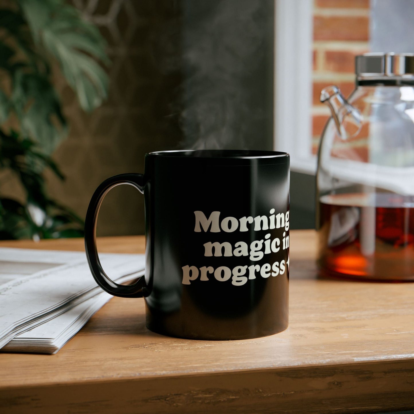 Morning Magic in Progress Black Coffee Mug - 11oz - The Buy Boom
