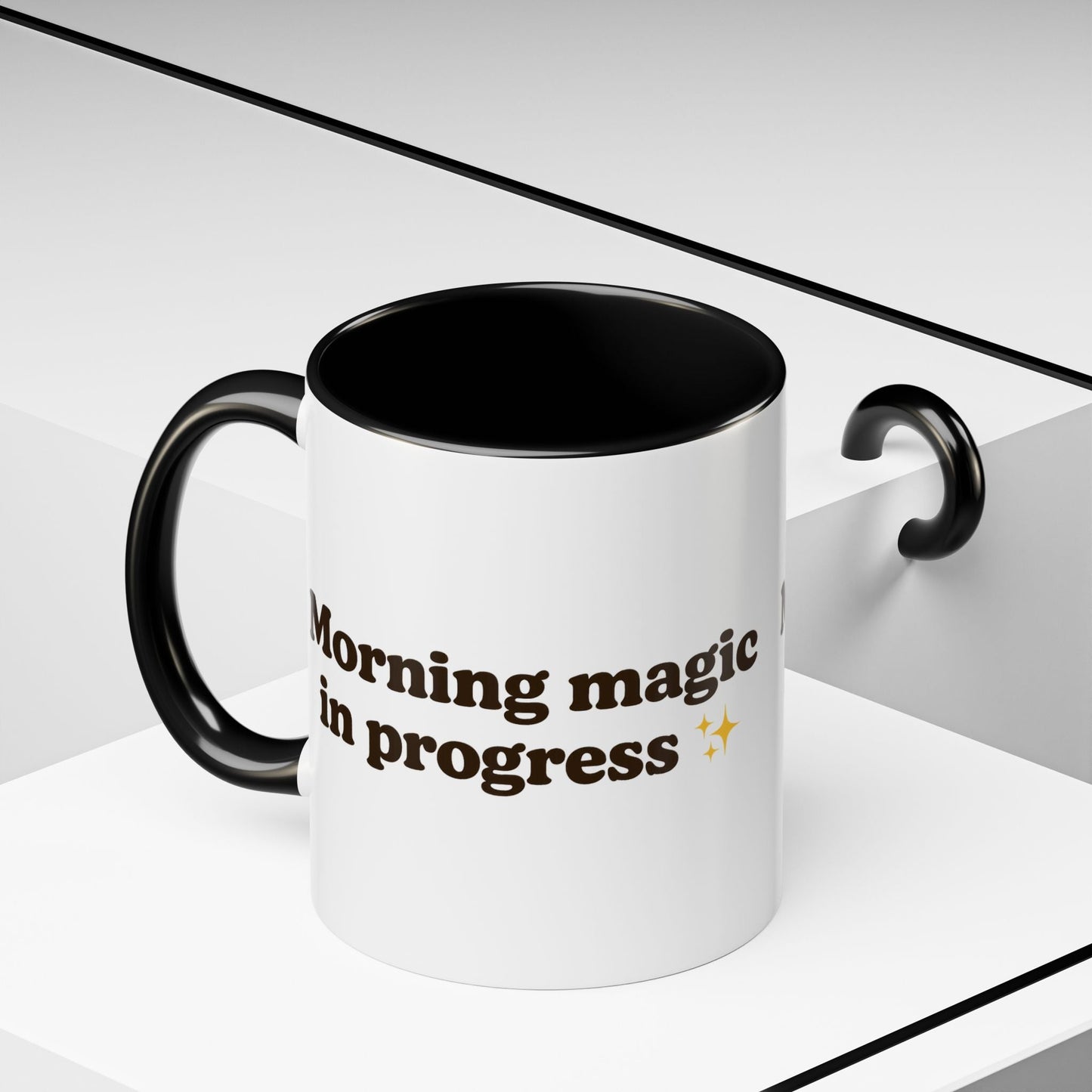 Morning Magic in Progress Coffee Mug - Black Accent Mug for Coffee Lovers - The Buy Boom