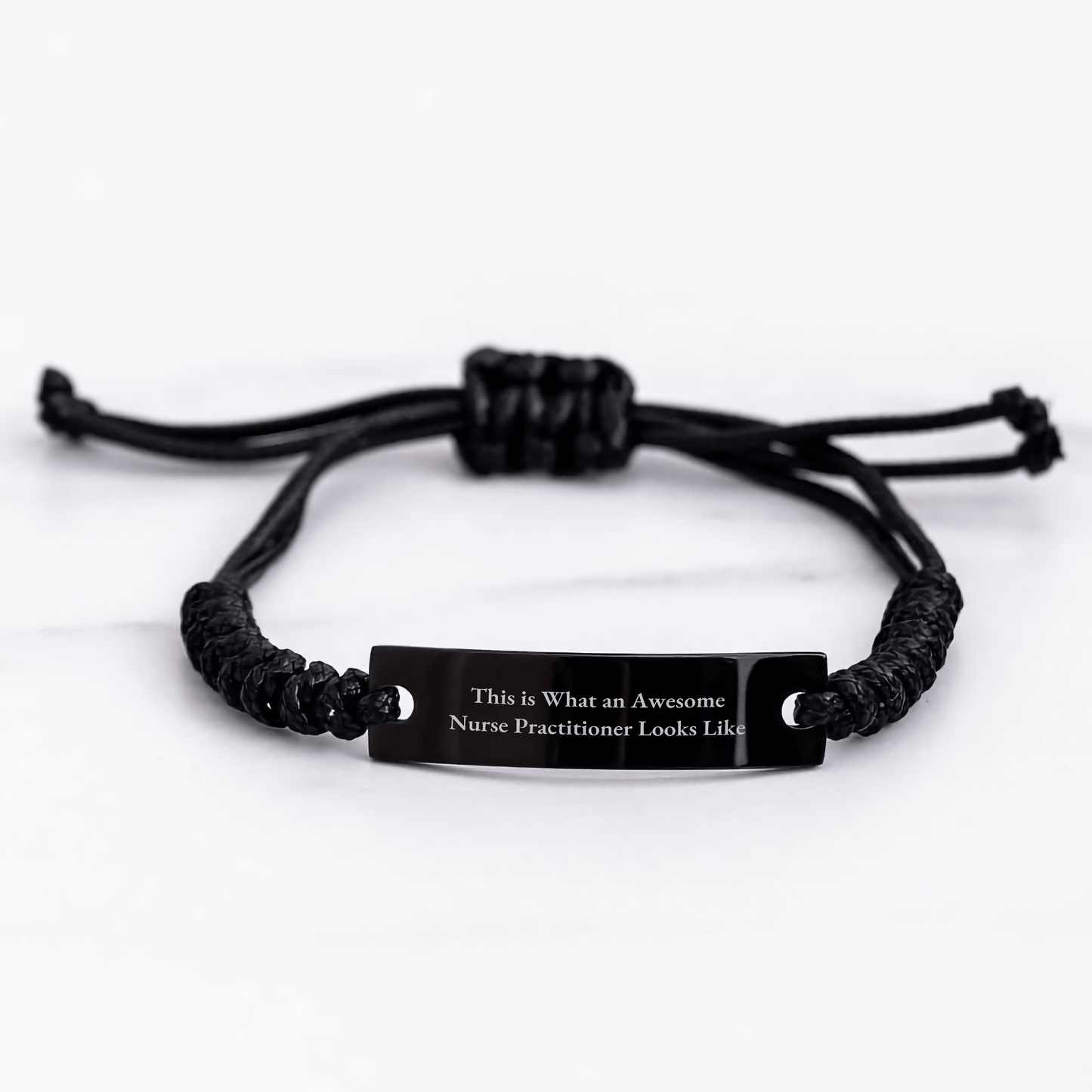 Nurse Practitioner Gifts from Friends - Funny Quote Rope Bracelet for Dad on Father's Day - Adjustable Black Stainless Steel with Interlaced Rope - The Buy Boom
