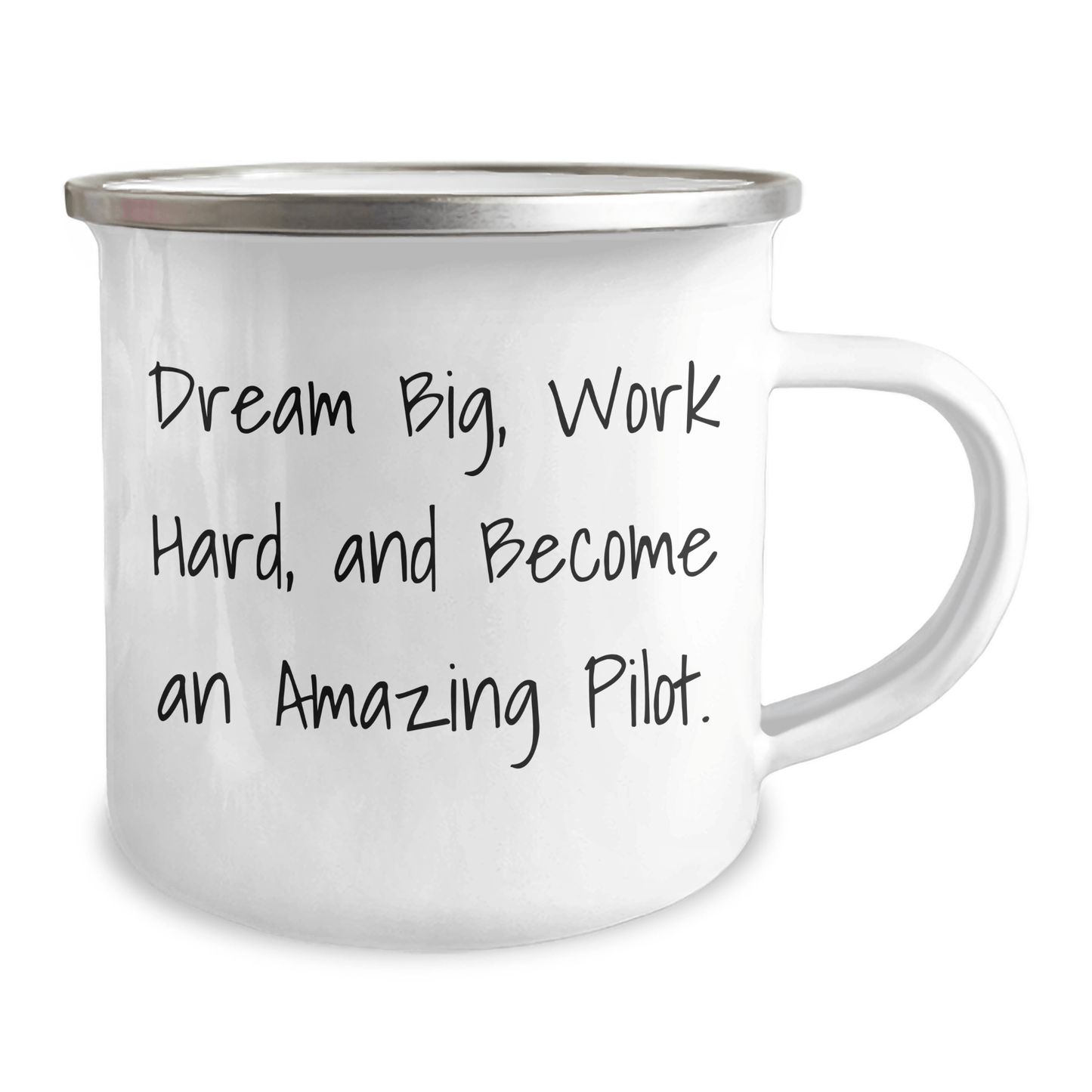 Pilot Gifts from Friends, Unique Inspirational Camping Mug for New Pilot Graduates, 'Dream Big, Work Hard, And Become An Amazing Pilot.' Quote, 12 oz Stainless Steel with Enamel Finish - The Buy Boom