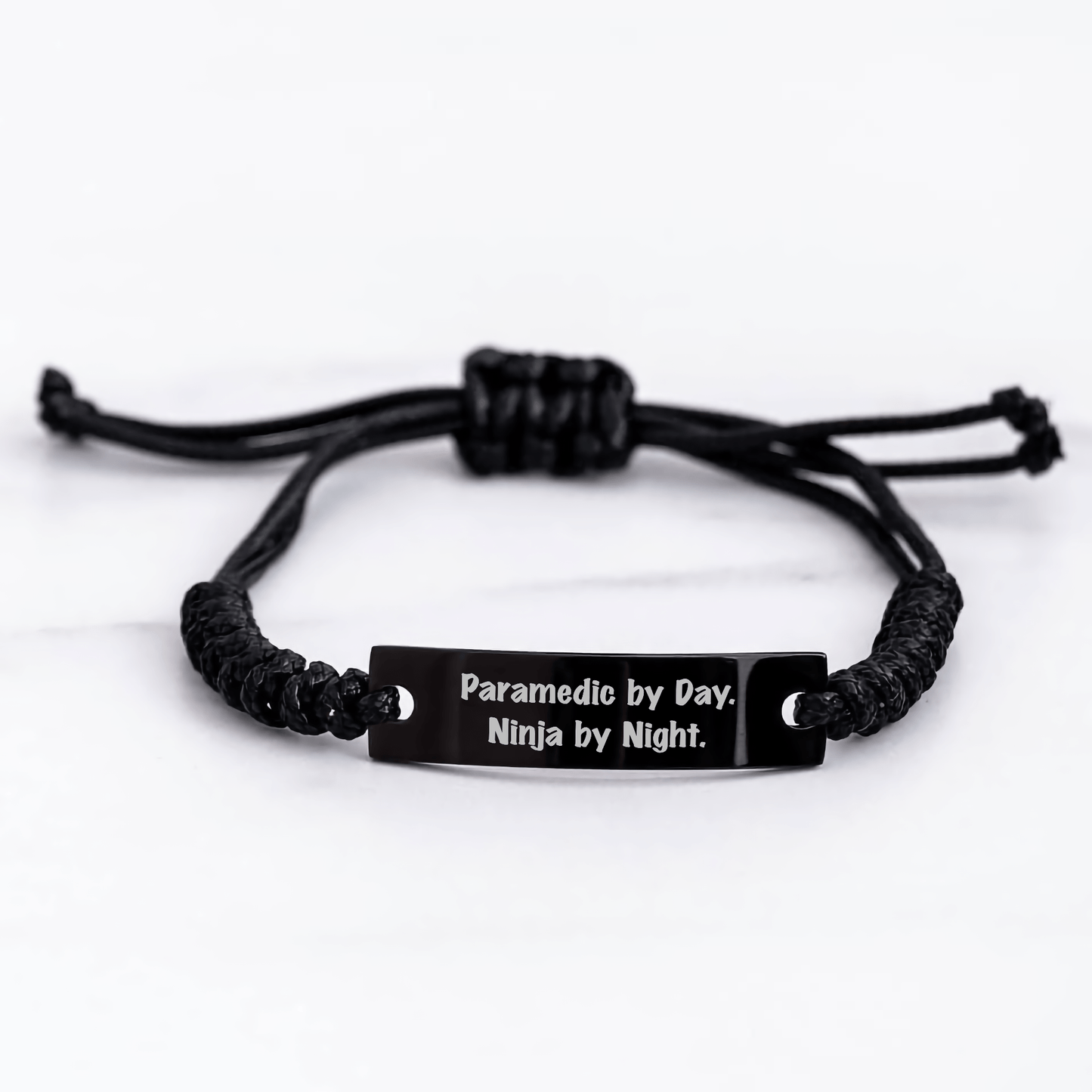 Rescue Worker By Day, Ninja By Night, Black Rope Bracelet, Adjustable, Father's Day Unique Gifts from Men to Rescue Workers - The Buy Boom