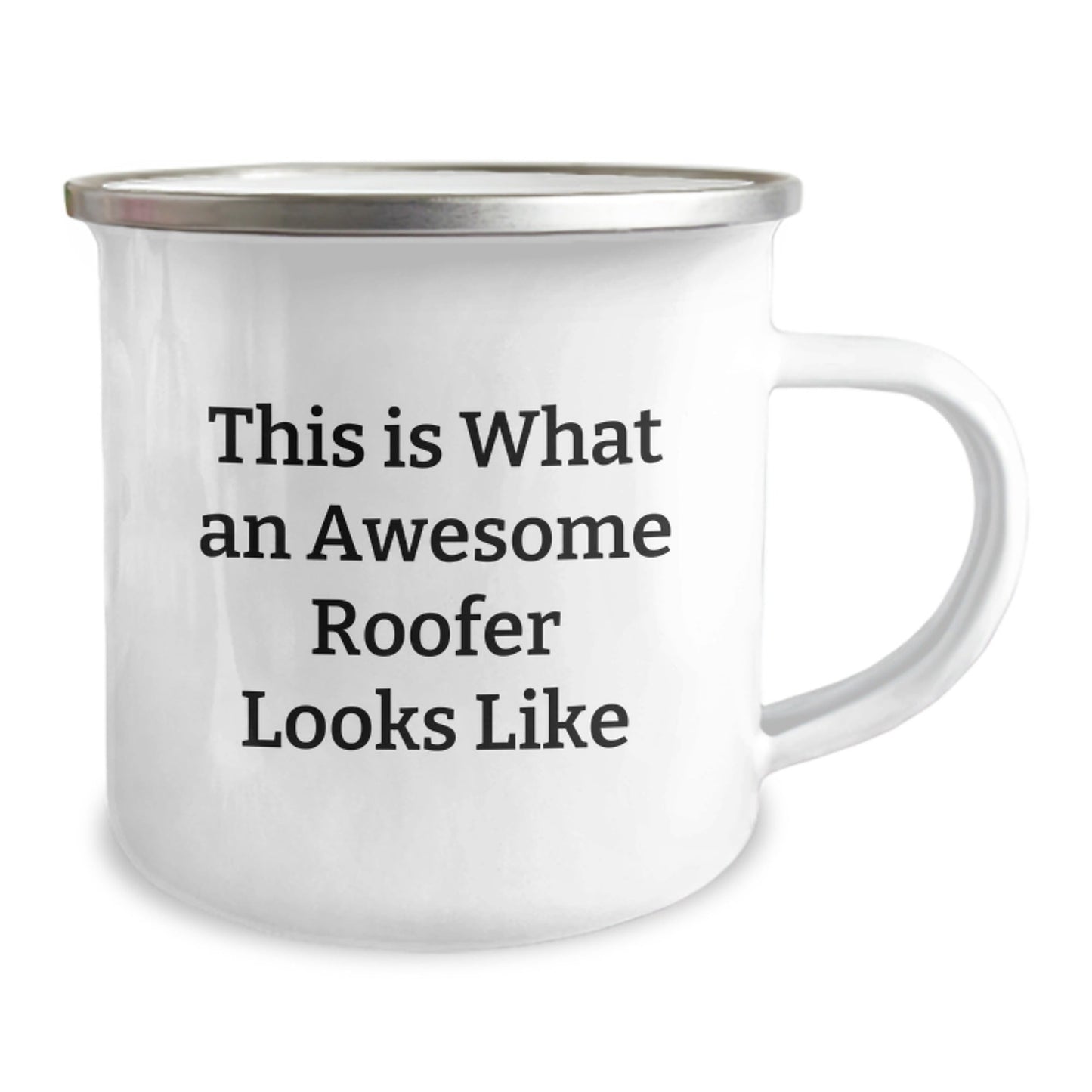 Roofer Gifts from Friends, Camping Mug with Funny Quote for Graduation, 'This Is What An Awesome Roofer Looks Like', 12 oz Stainless Steel with Enamel Finish - The Buy Boom