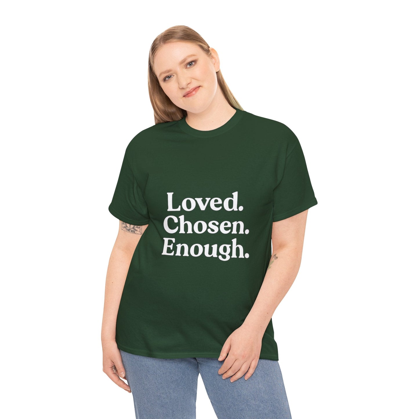 Unisex Cotton Tee - "Loved. Chosen. Enough." Inspirational Apparel - The Buy Boom