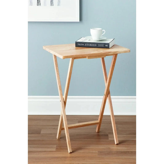 Elevate Your Home Entertainment Experience with the Folding TV Tray Table in Natural Wood - The Buy Boom