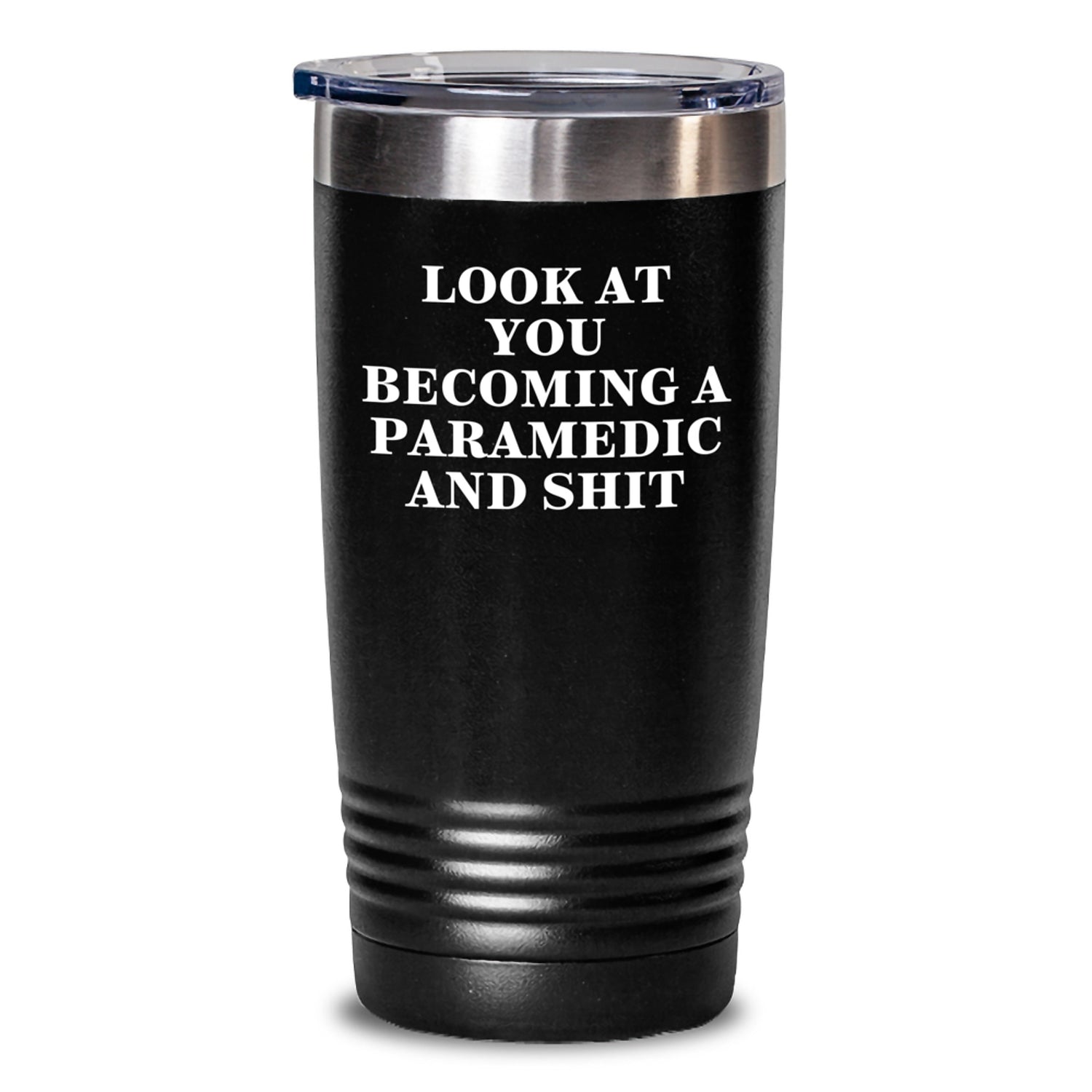 Funny Rescue Worker Tumbler Gifts for Men - 'Look At You Becoming A Rescue Worker' Black 20oz or 30oz Stainless Steel Tumbler, Perfect for Rescue Worker Friends, Coworkers or Family at Christmas - Main