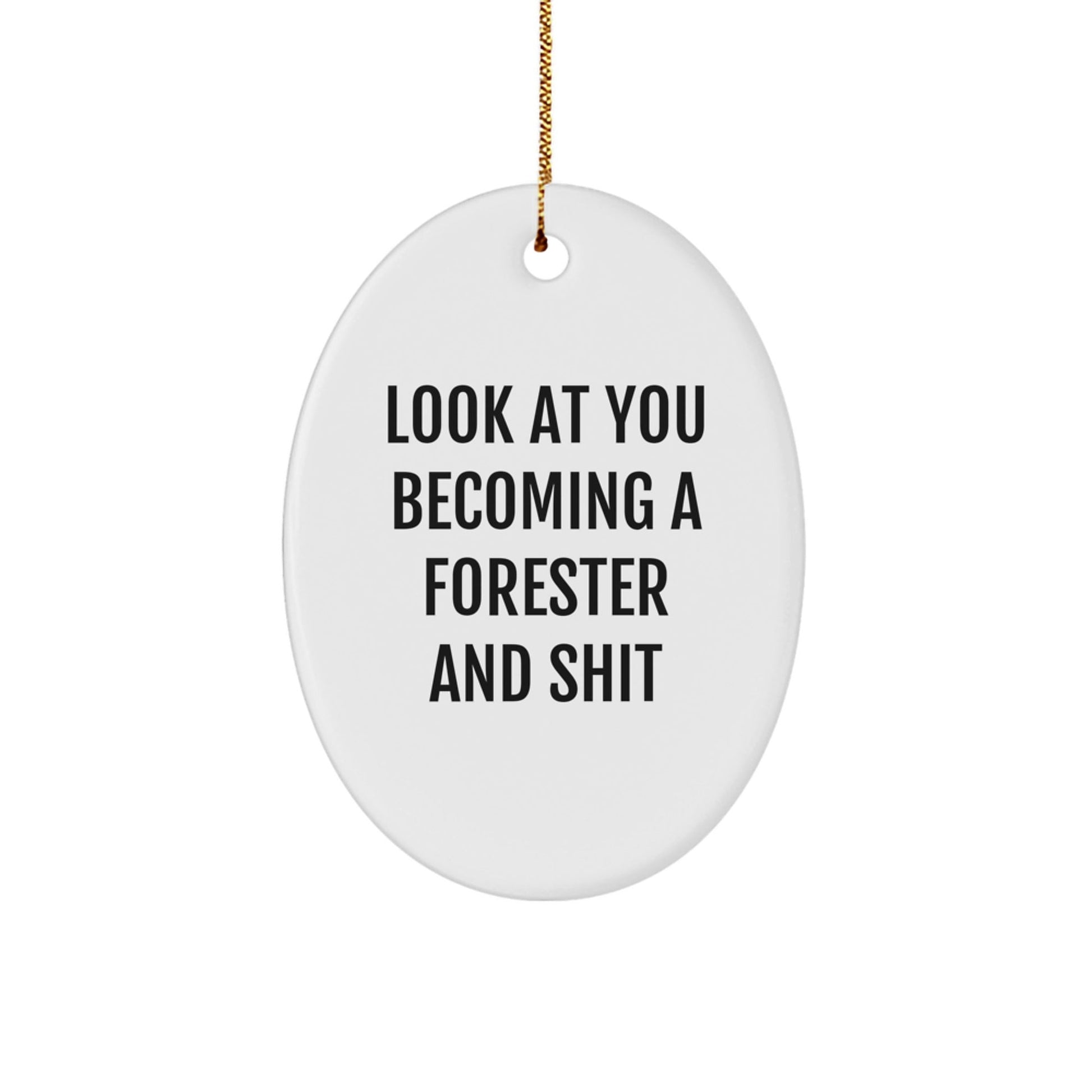 A Funny Forester Gift for Men, Oval Ornament, 'Look At You Becoming A Forester And Shit', Christmas Unique Gifts from Friends, Family - The Buy Boom