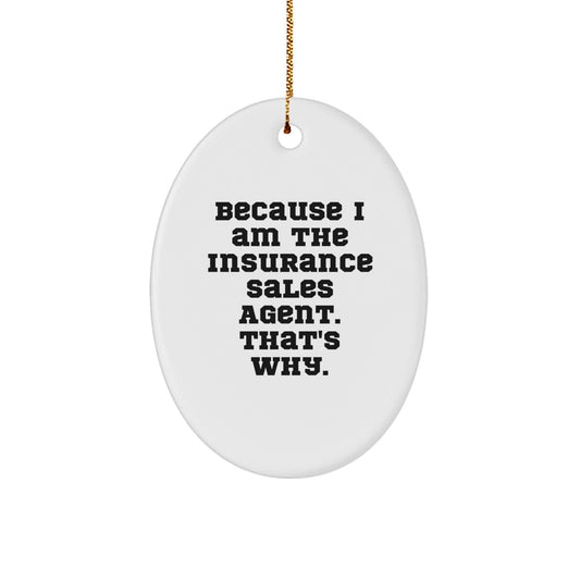 A Funny Gift for Insurance Sales Agent, Oval Ornament Because I Am The Insurance Sales Agent That's Why, Unique Christmas Unique Gifts from Friends for Men Insurance Sales Agents - The Buy Boom