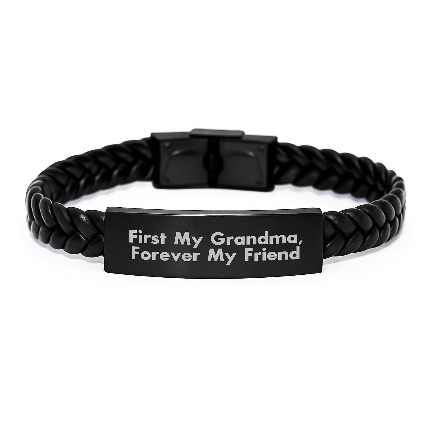 A Heartfelt Gift for Grandma, Interlaced Leather Bracelet with Engraved Stainless Steel, Perfect for Christmas Unique Gifts from Family to Grandma - The Buy Boom