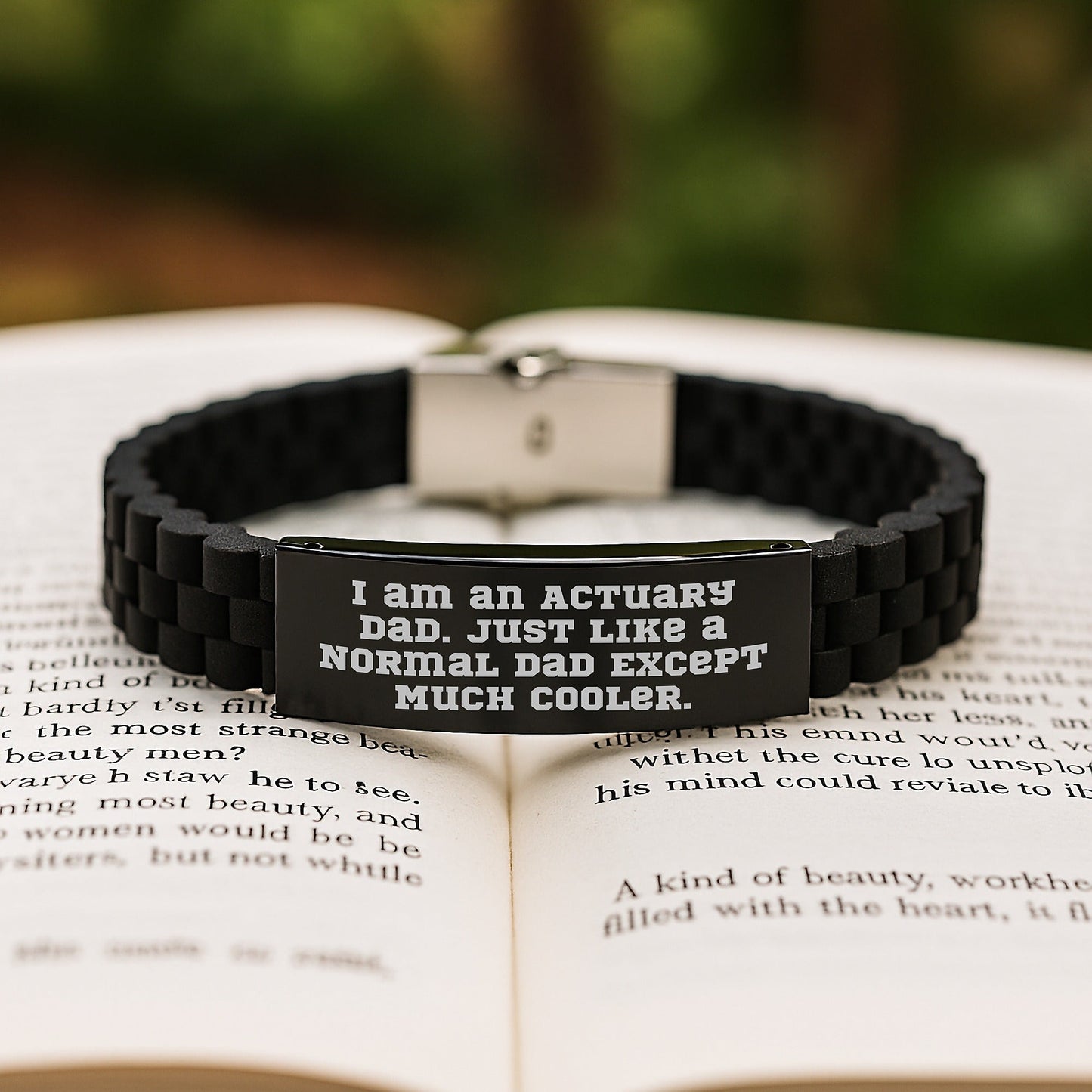 Actuary Dad Gifts Unique Glide lock Clasp Bracelet, 'I Am An Actuary Dad' Funny Quote, Adjustable Black Stainless Steel Silicone, Gifts from Friends to Actuary Men - The Buy Boom