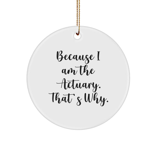 Actuary Gifts for Men, Funny Quote, Circle Ornament, Christmas Unique Gifts from Family, Because I Am The Actuary. That's Why. - The Buy Boom