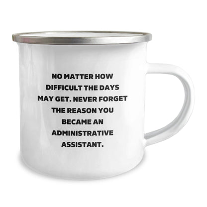 Administrative Assistant Christmas Camping Mug - Funny Gift for Friends, Coworkers, Family - Inspirational Quote for Office Staff - Camping Mug from Santa - The Buy Boom