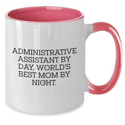 Administrative Assistant Funny Mugs, Gifts from Friends and Family, 'Administrative Assistant By Day, World's Best Mom By Night.' Coffee Mug, Two Tone Design, Father's Day Unique Gifts - The Buy Boom