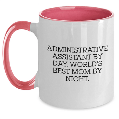 Administrative Assistant Funny Mugs, Gifts from Friends and Family, 'Administrative Assistant By Day, World's Best Mom By Night.' Coffee Mug, Two Tone Design, Father's Day Unique Gifts - The Buy Boom