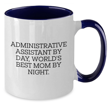 Administrative Assistant Funny Mugs, Gifts from Friends and Family, 'Administrative Assistant By Day, World's Best Mom By Night.' Coffee Mug, Two Tone Design, Father's Day Unique Gifts - The Buy Boom
